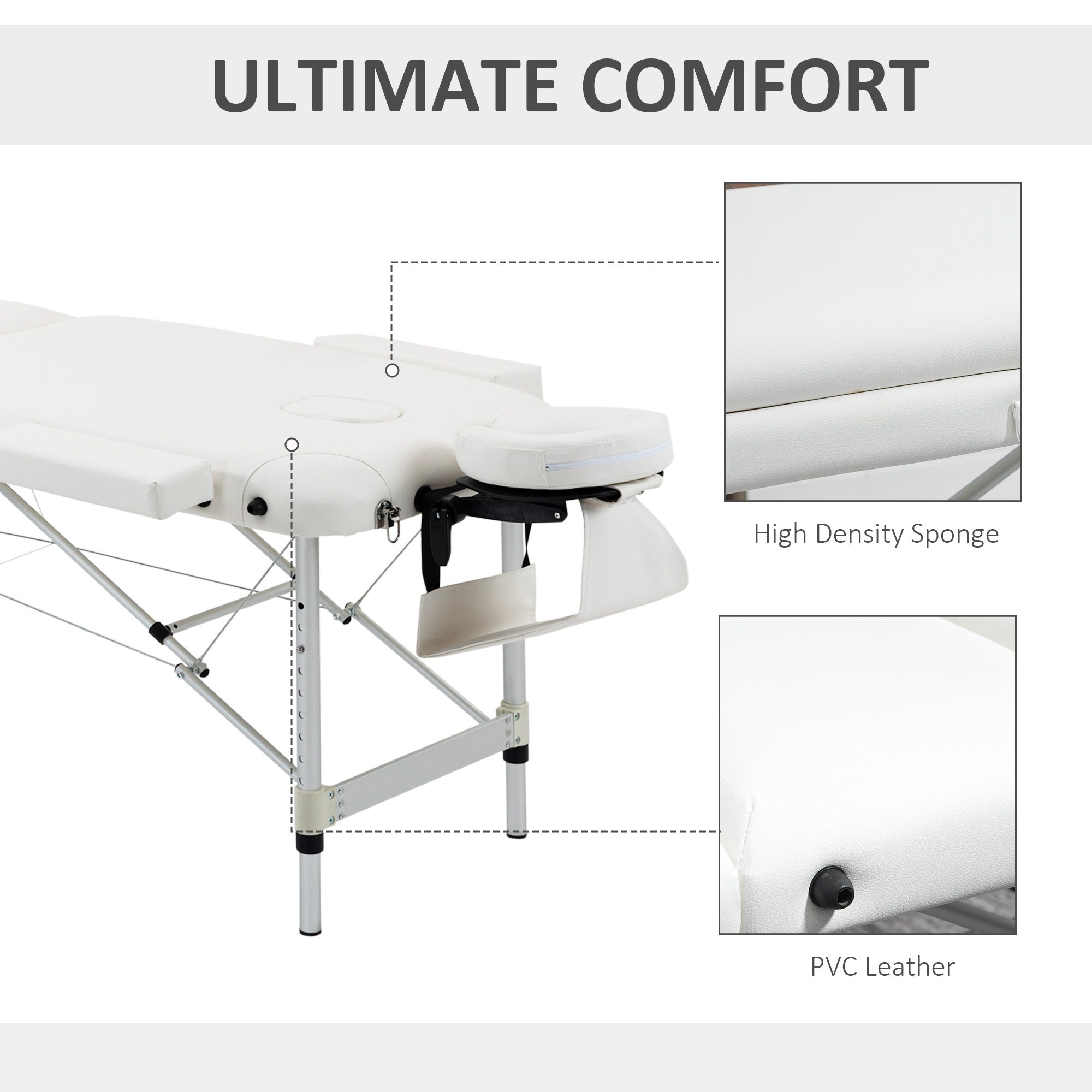 HOMCOM Foldable Massage Table Professional Salon SPA Facial Couch Bed White - North Peak Garden Furniture