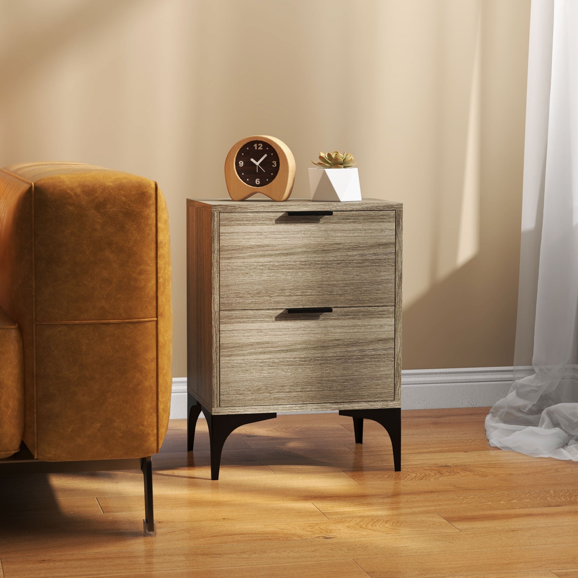 HOMCOM Set of Two Wood Effect Bedside Tables - North Peak Garden Furniture