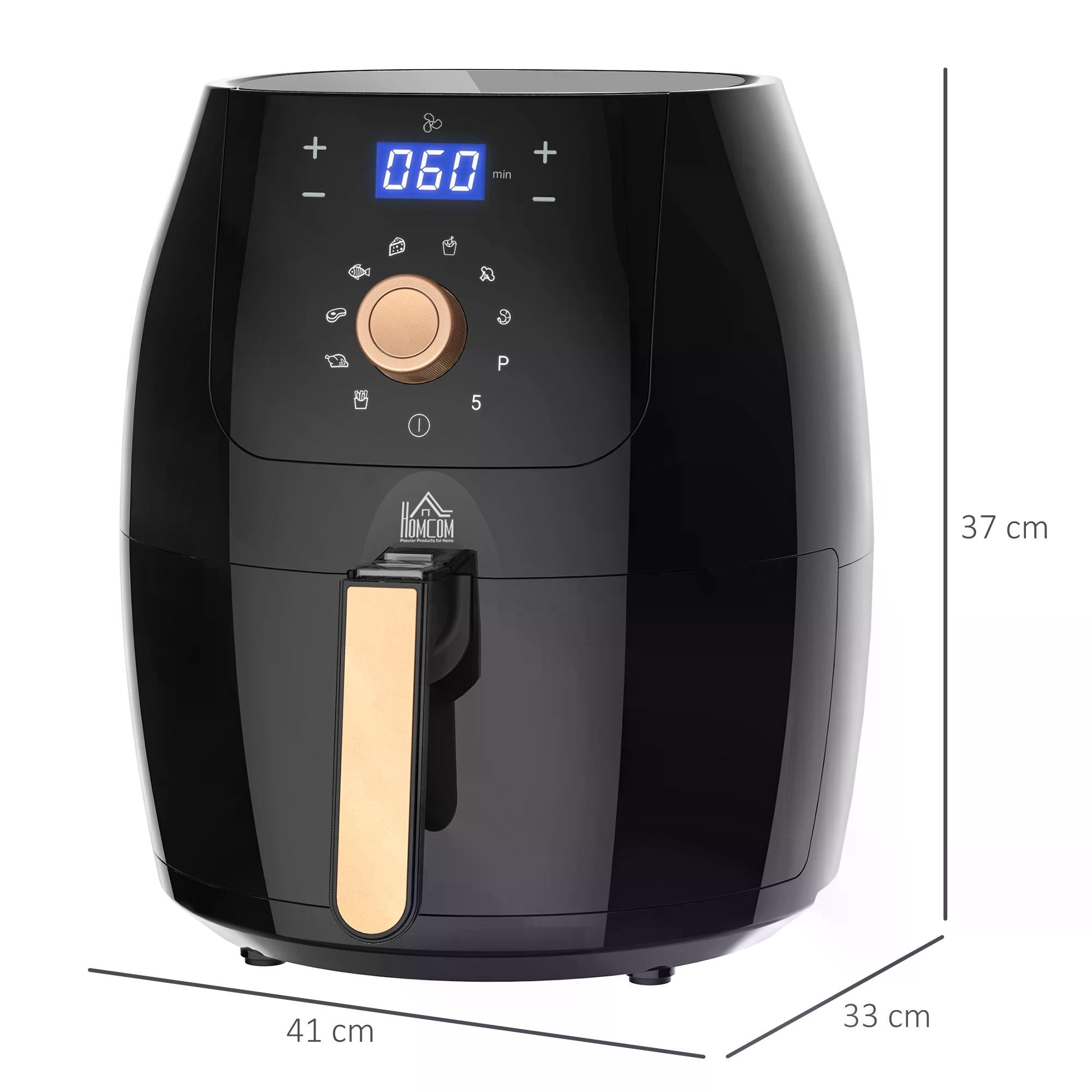 HOMCOM 5.5L 1700W Air Fryer, with Digital Display, 80-200℃ Temperature