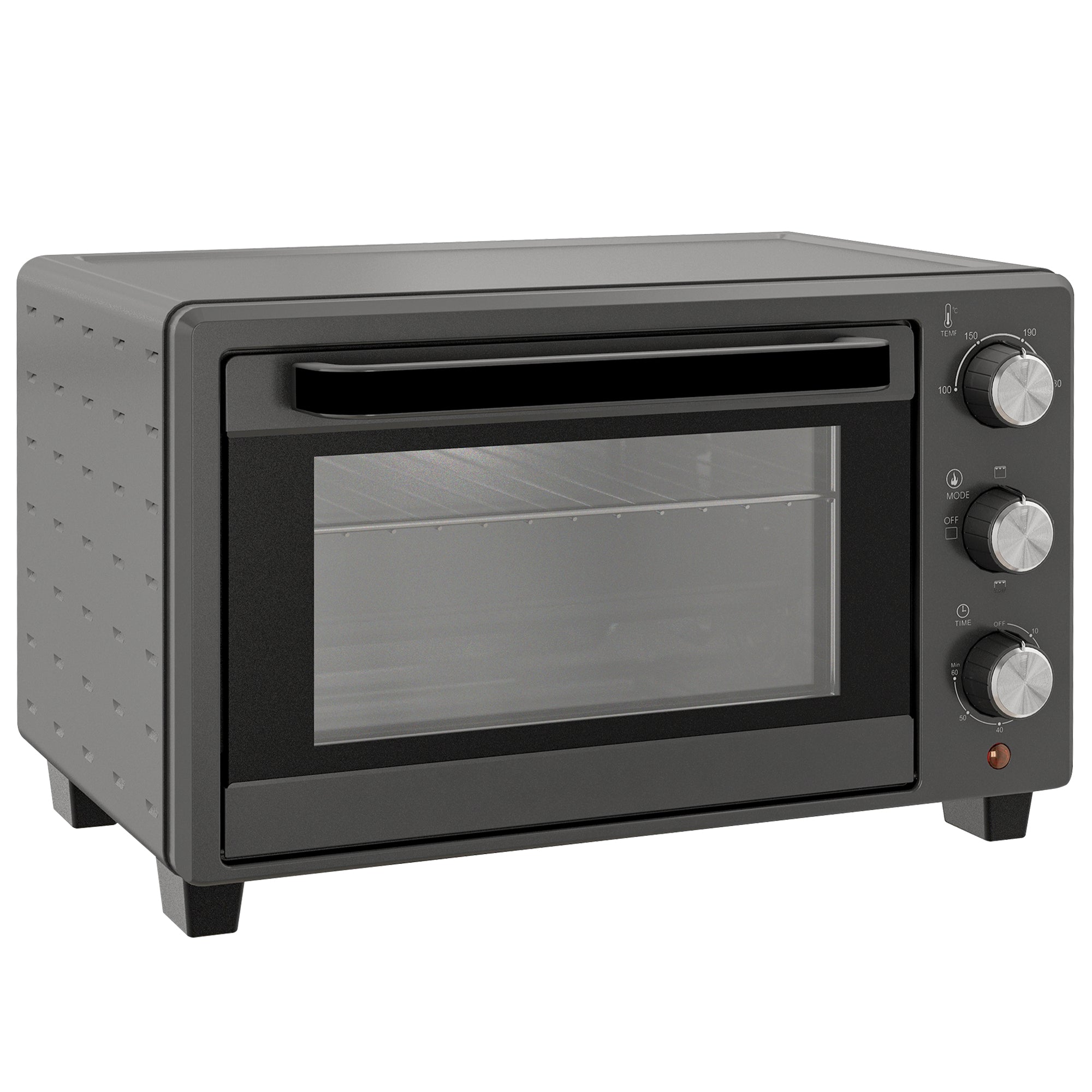 HOMCOM Mini Oven, 21L Countertop Electric Grill, Toaster Oven with Adjustable Temperature, Timer, Baking Tray and Wire Rack, 1400W, Grey