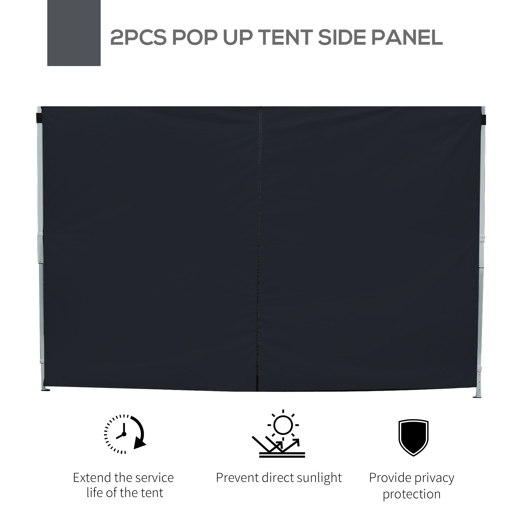 Outsunny 3 Meters Gazebo Replaceable Exchangeable Side Panel Wall Panels Walls With Window 3 colours (Black) - North Peak Garden Furniture