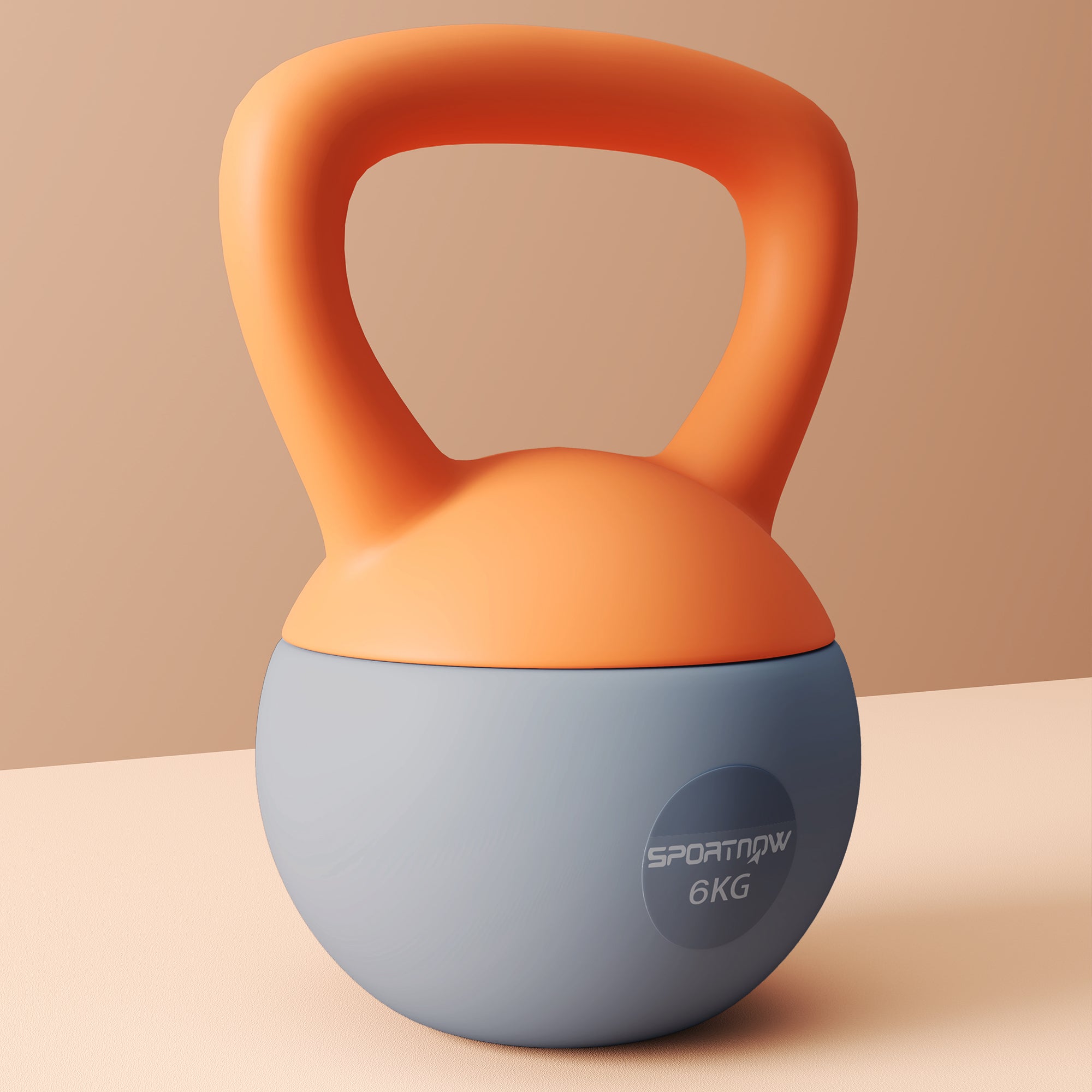 SPORTNOW Soft Kettlebell, 6kg Kettle Bell with Non-Slip Handle for Home Gym Weight Lifting and Strength Training, Orange and Grey