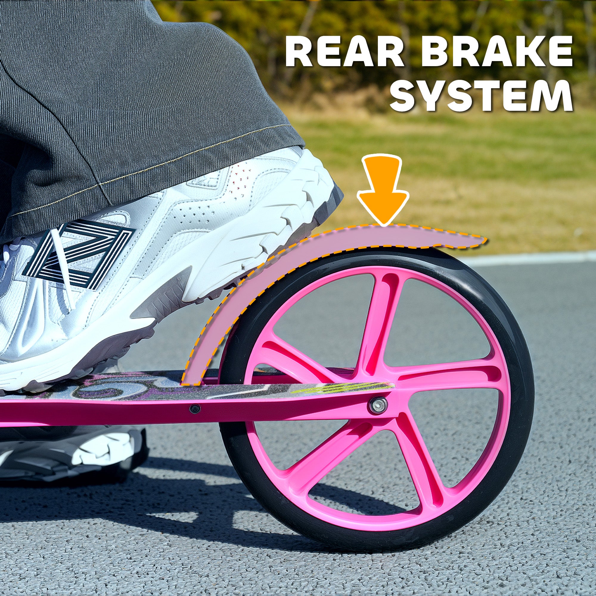AIYAPLAY Foldable Kids Scooter with Adjustable Handlebar, 200mm Big Wheel, Rear Fender Brake, Gift for Ages 6-12 Years, Pink - North Peak Garden Furniture