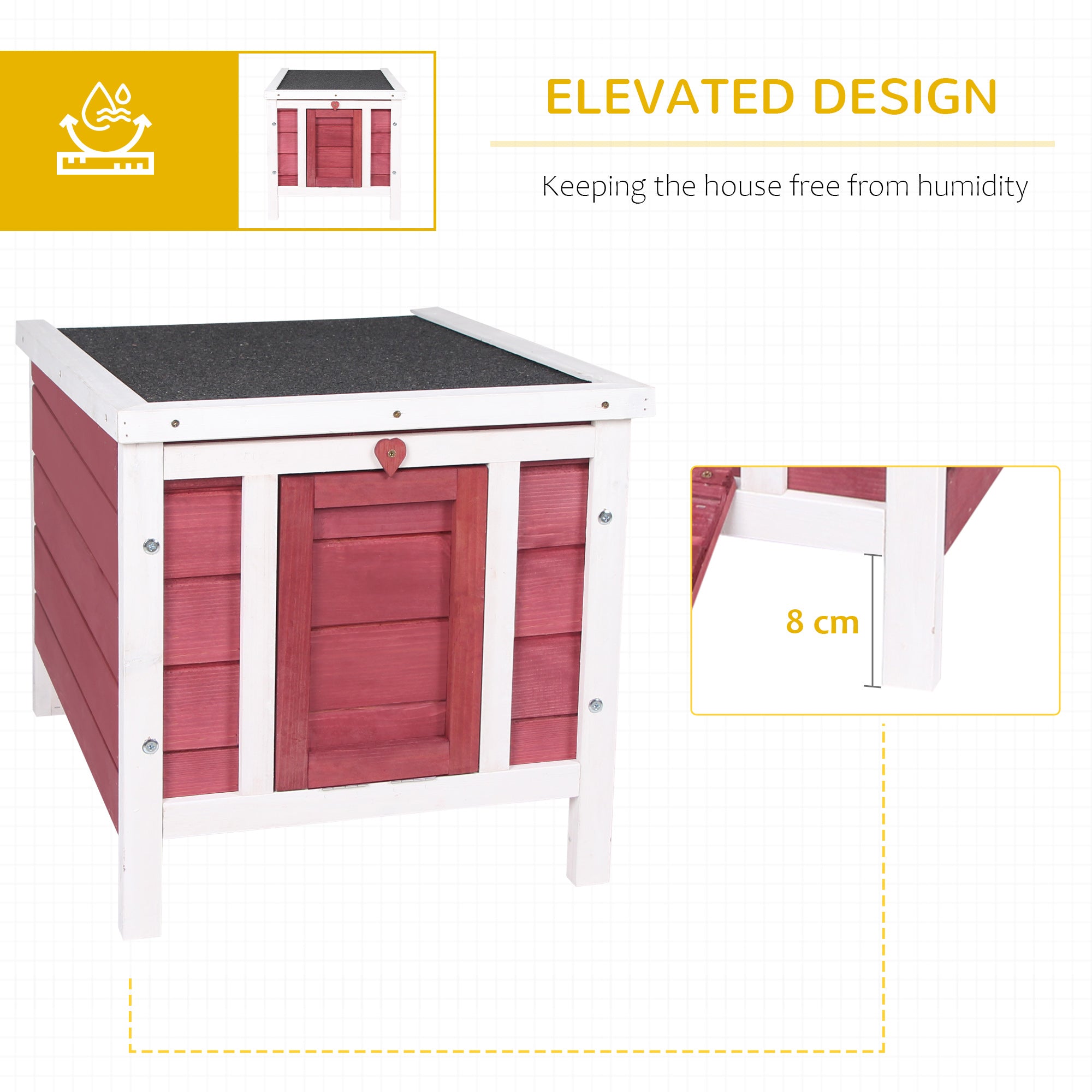 PawHut Wooden Rabbit Hutch 51 x 42 x 43 cm, Red - North Peak Garden Furniture