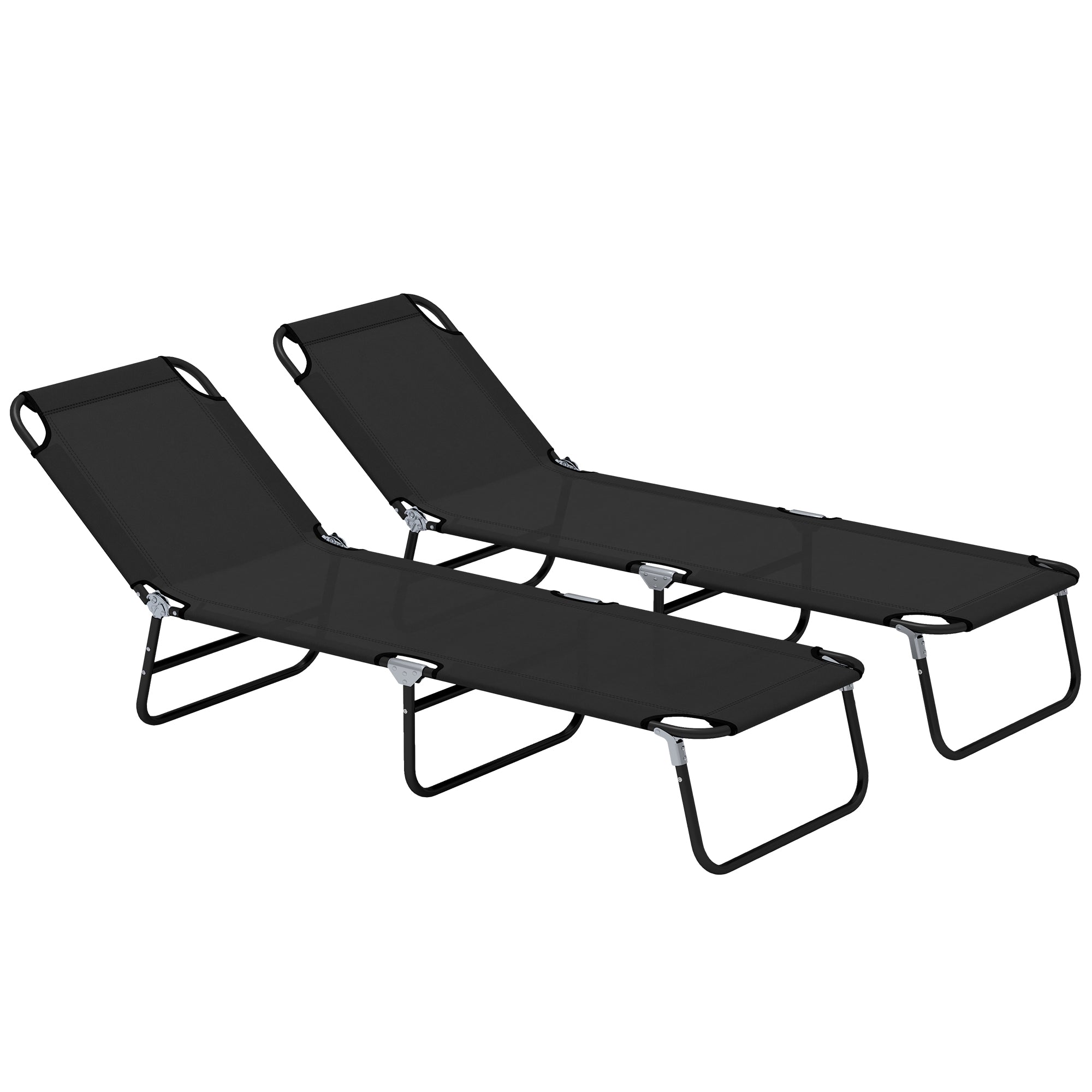 Outsunny Garden Sun Lounger, with Five-Position Back - Black - North Peak Garden Furniture