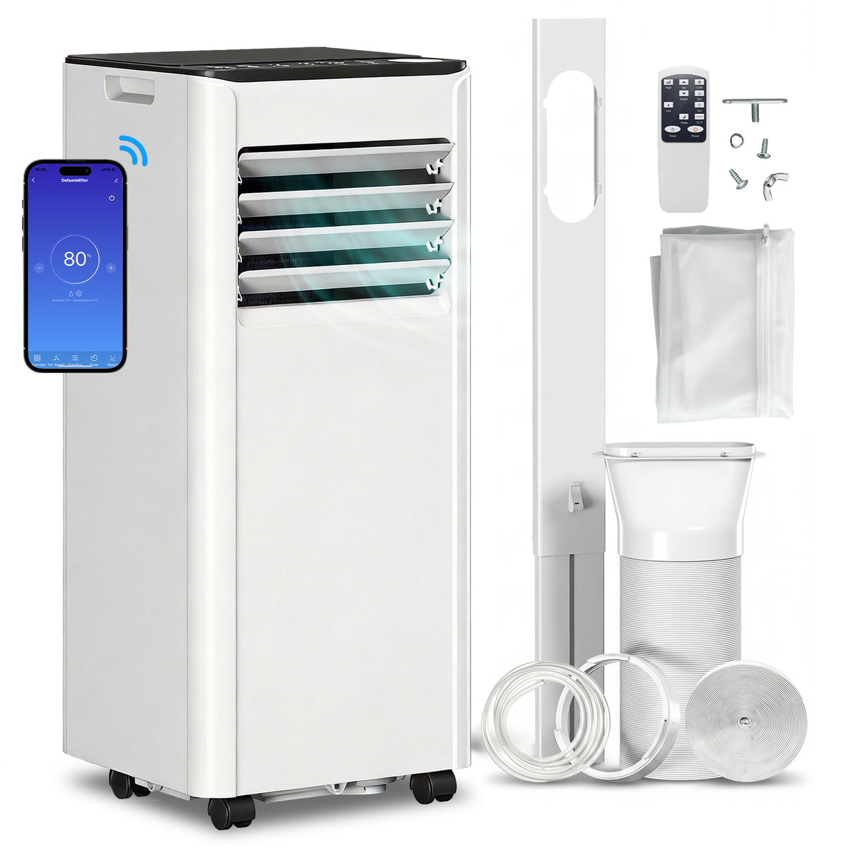HOMCOM Portable Air Conditioner 9000 BTU, 4-in-1 AC Unit with Cool, Dehumidifier, Fan, Sleep Mode, WiFi Voice Remote Control