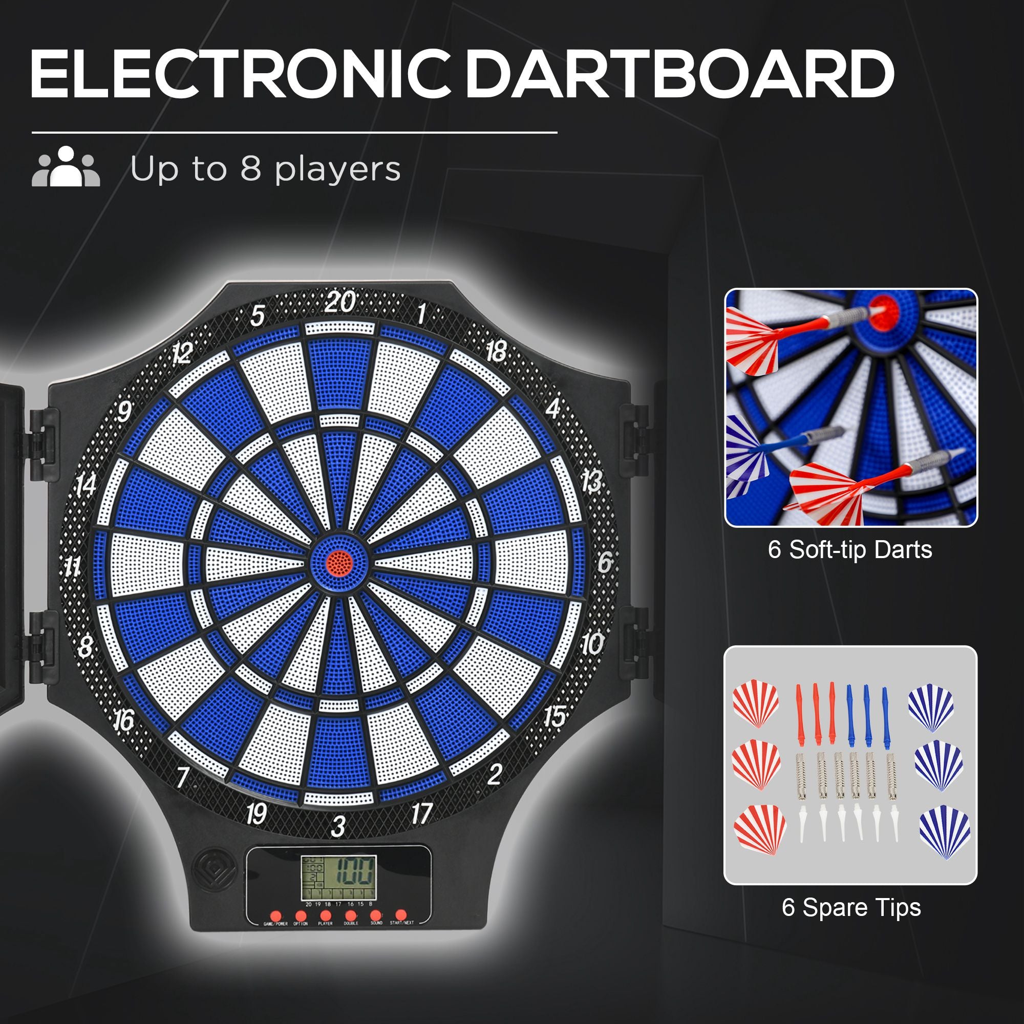 SPORTNOW Electronic Dartboard Set, with 31 Games, for Eight Players - North Peak Garden Furniture