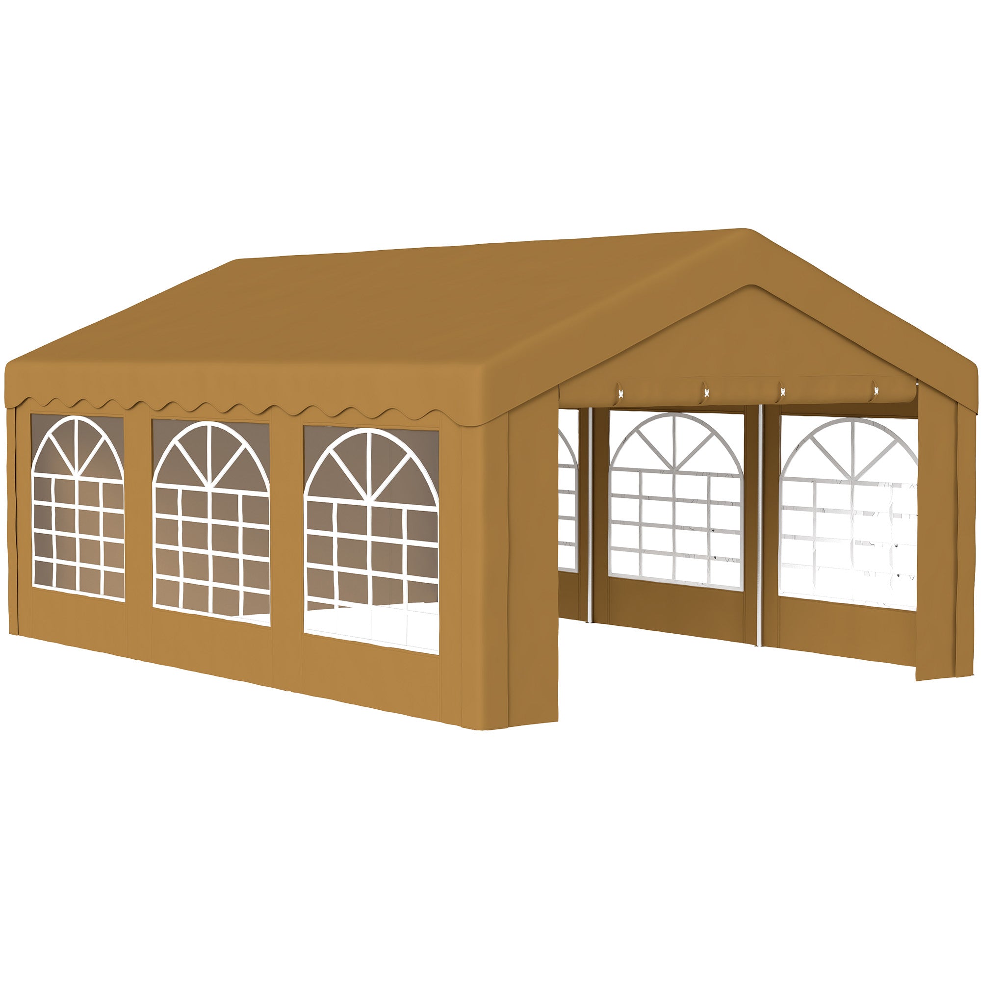 Outsunny 6m x 4m Garden Gazebo, Galvanised Marquee Party Tent with Removable Sides and Windows for Parties, Wedding and Events, Yellow - North Peak Garden Furniture