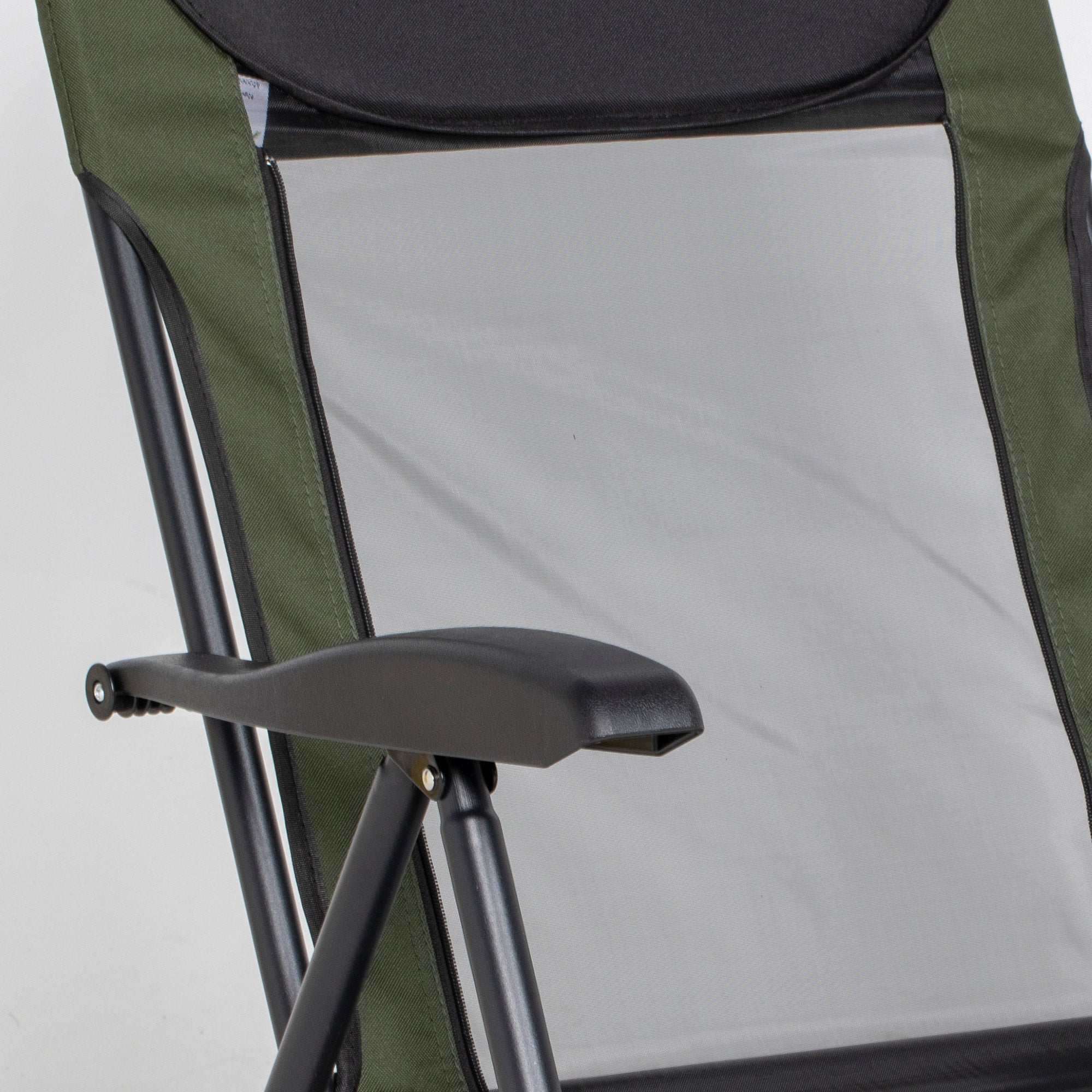 Outsunny Foldable Metal Frame Fishing Chair, with Adjustable Legs - Green/Black - North Peak Garden Furniture