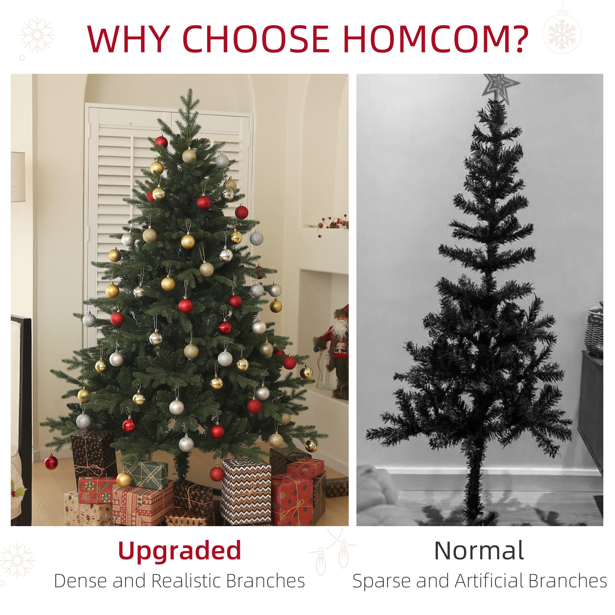 HOMCOM 6ft Artificial Spurce Christmas Tree with 1696 Branch Tips and Foldable Steel Base, Realistic Hinged Xmas Tree, Holiday Décor for Home Office, Green - North Peak Garden Furniture