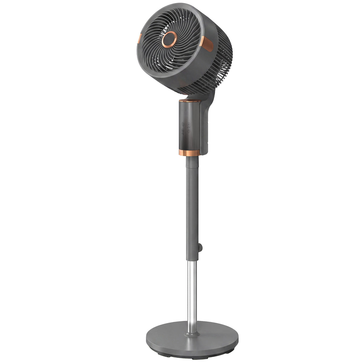 HOMCOM 20 dB Silent Standing Fan for Bedroom, 44" Pedestal Fan with 90° Oscillating, 8 Speeds and LED Light, Grey