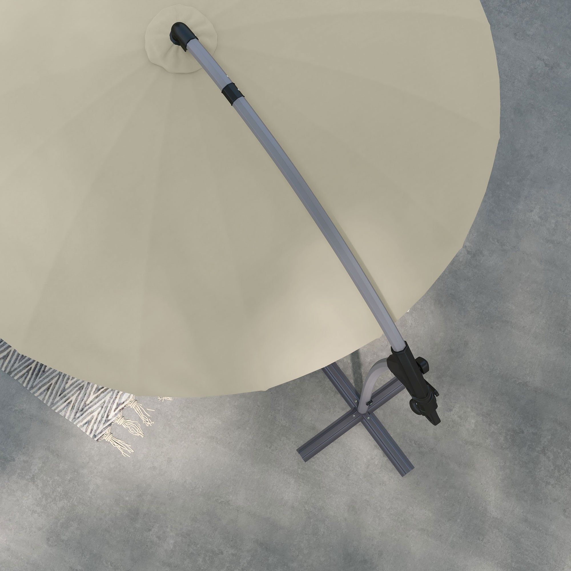 Outsunny 2.7m Cantilever Parasol, with Cross Base - Beige - North Peak Garden Furniture