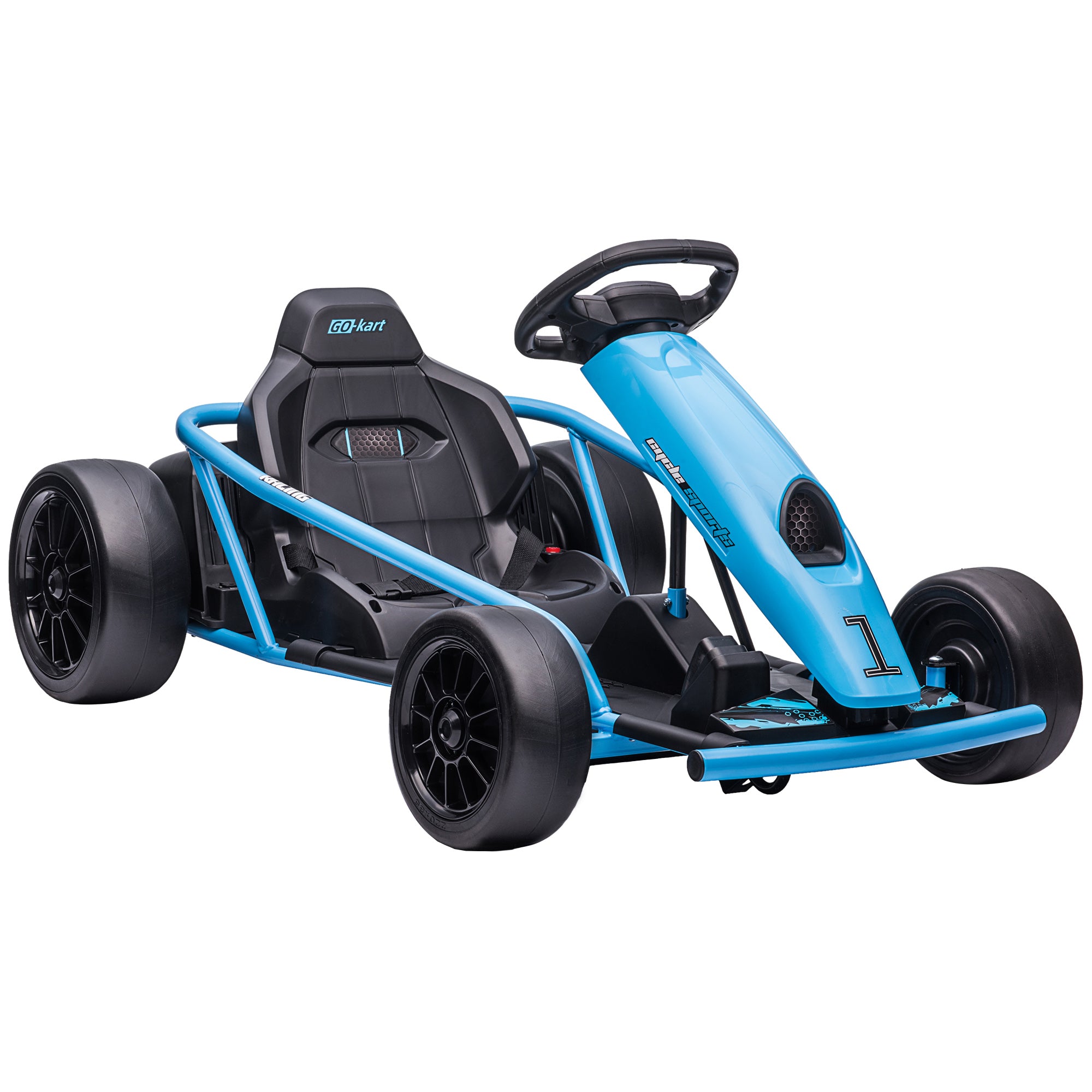 HOMCOM 24V Electric Go Kart for Kids, Drift Ride-On Racing Go Kart with 2 Speeds, for Boys Girls Aged 8-12 Years Old, Blue - North Peak Garden Furniture