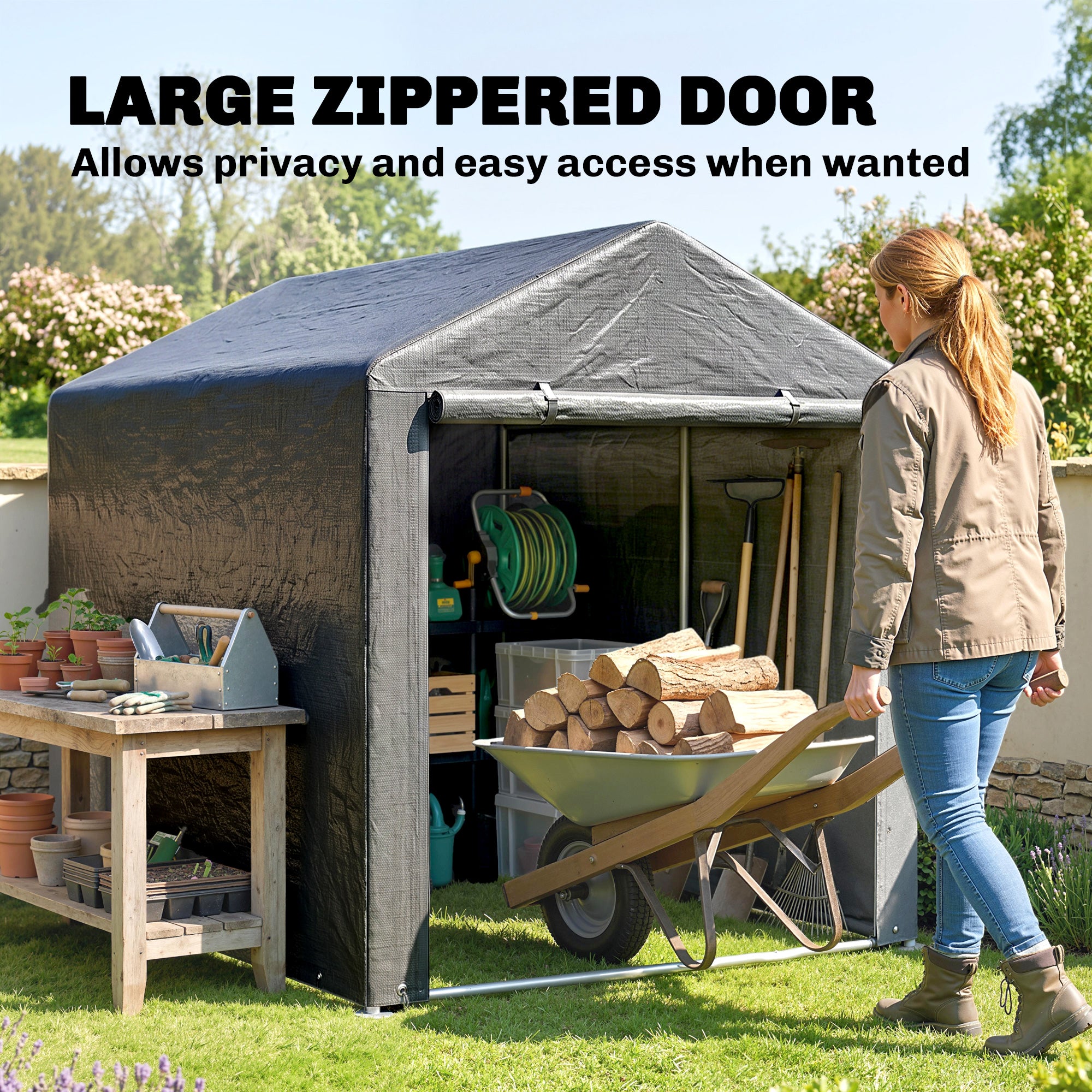 Outsunny 1.6 x 2.2m Garden Storage Shed Tent, with Accessories - Dark Grey