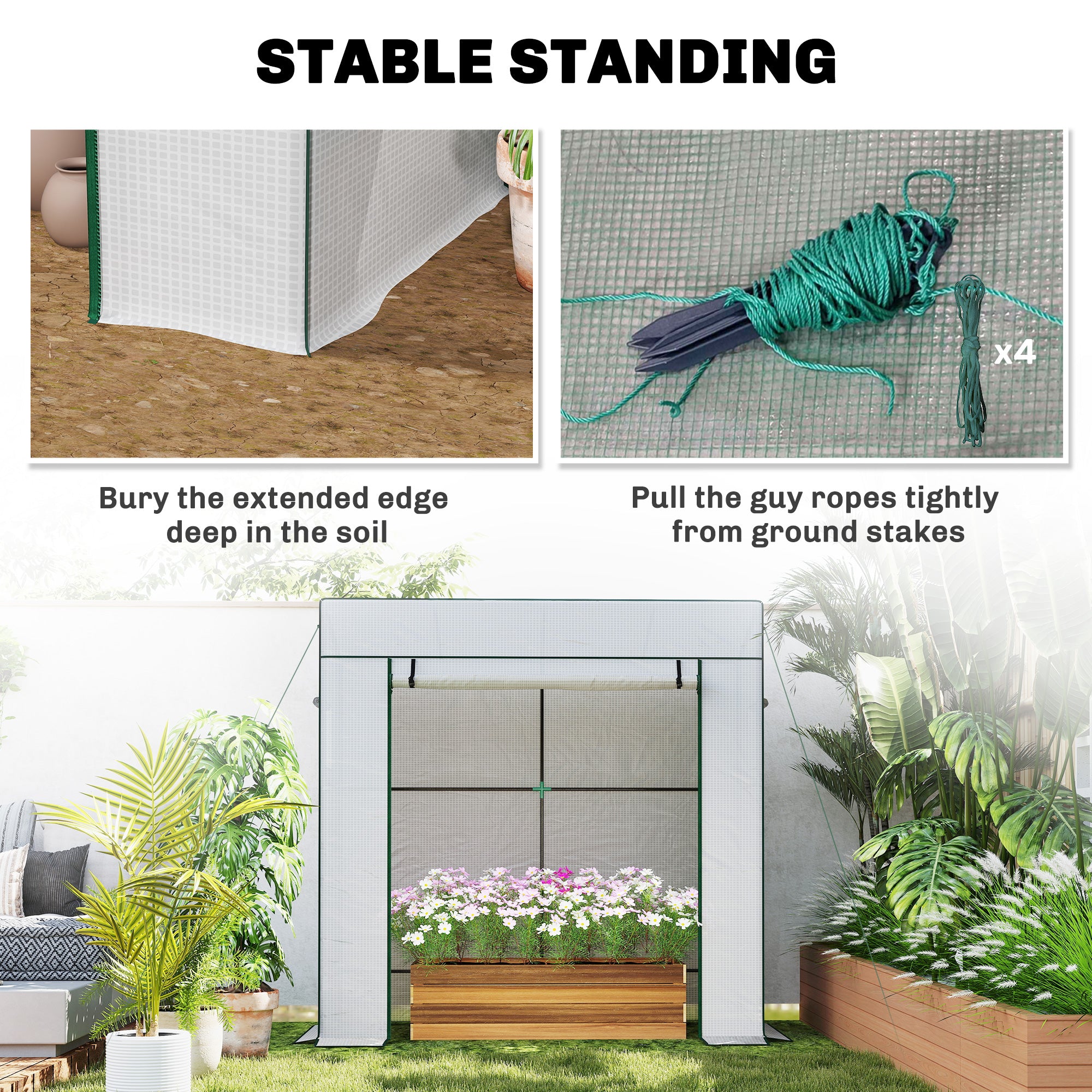 Outsunny PE Cover Walk-in Outdoor Greenhouse, White