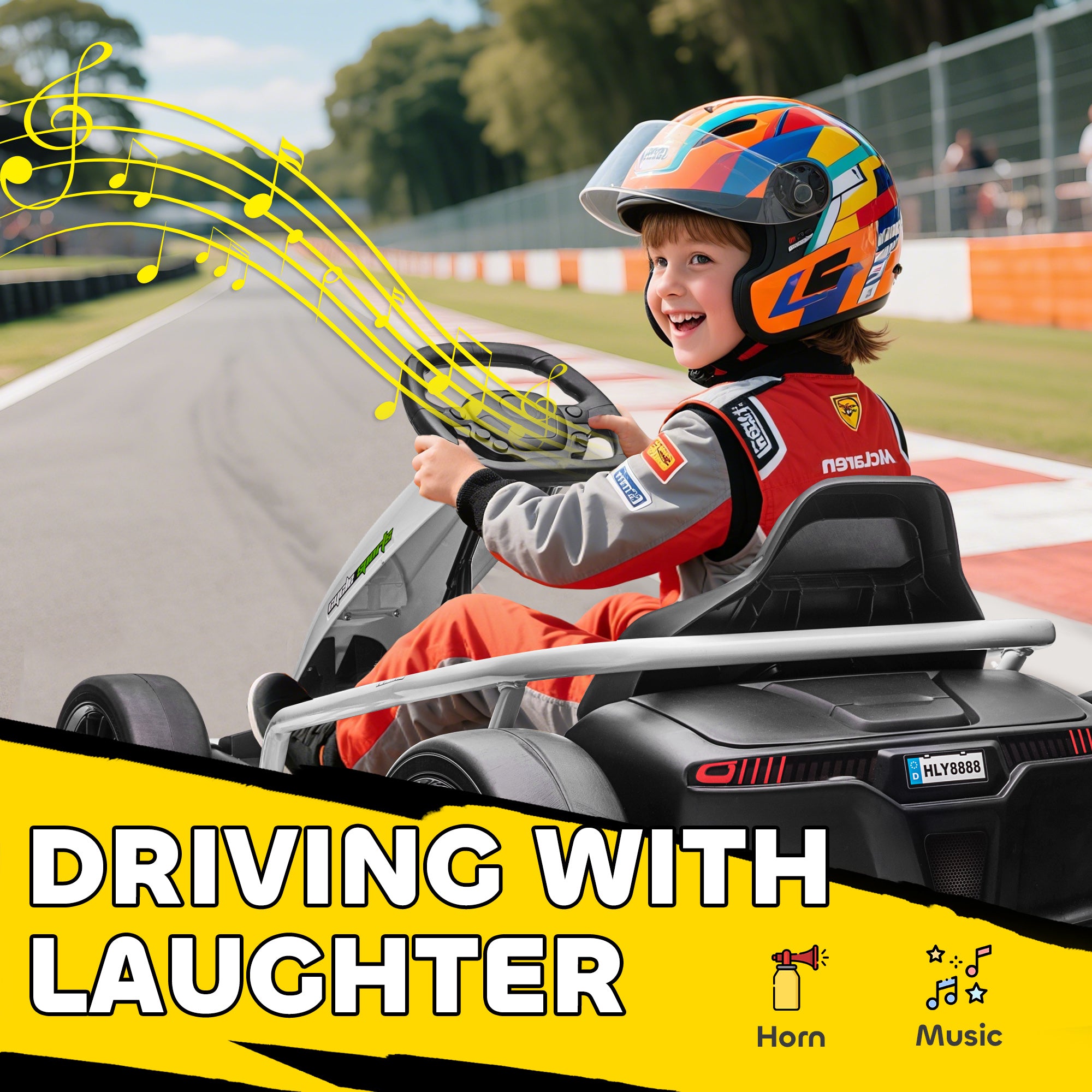 HOMCOM 24V Electric Go Kart for Kids, Drift Ride-On Racing Go Kart with 2 Speeds, for Boys Girls Aged 8-12 Years Old, White - North Peak Garden Furniture
