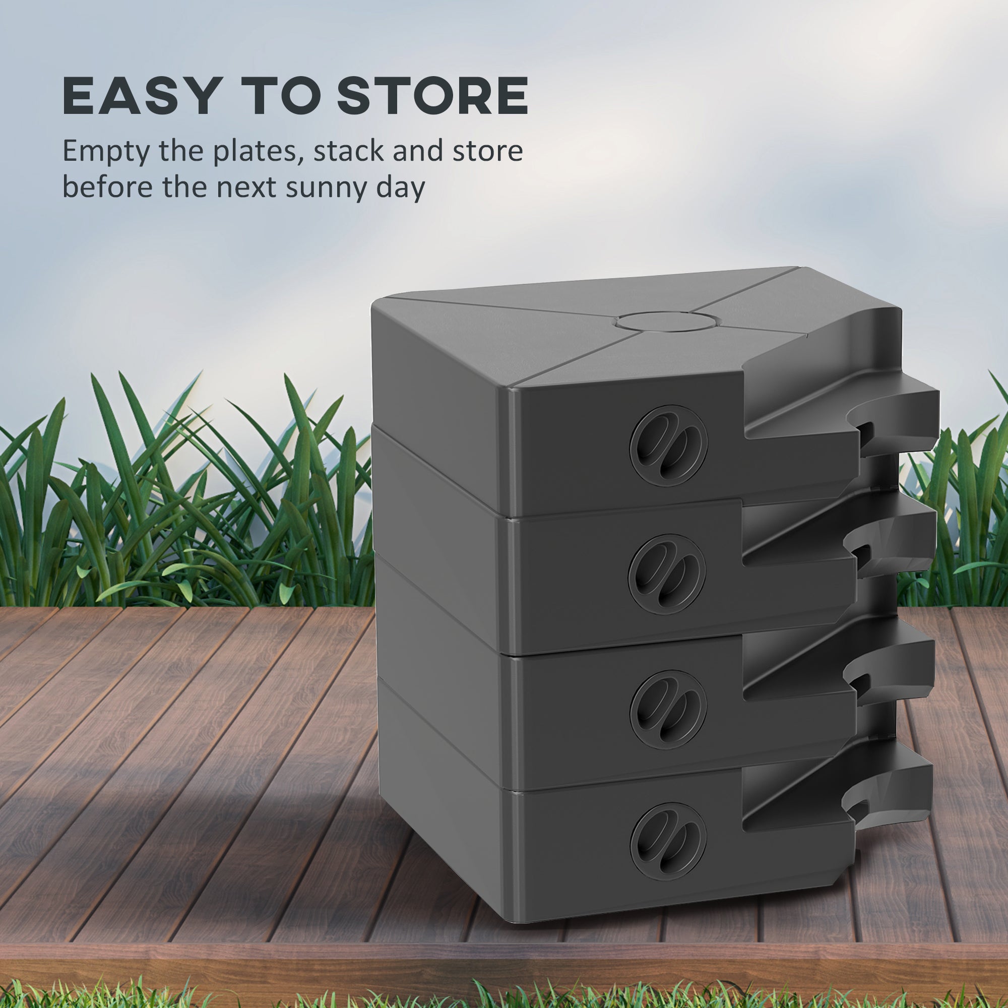 Outsunny Umbrella Weights for Cantilever Parasols, Set of 4 Heavy Duty Parasol Base Weights, 64kg Sand or 55kg Water Filled, Black - North Peak Garden Furniture