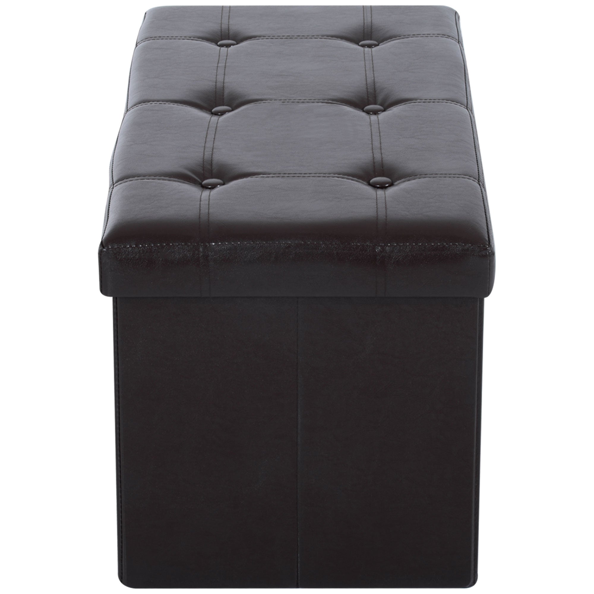 HOMCOM Folding Faux Leather Storage Cube Ottoman Bench Seat PU Rectangular Footrest Stool Box (Brown) - North Peak Garden Furniture