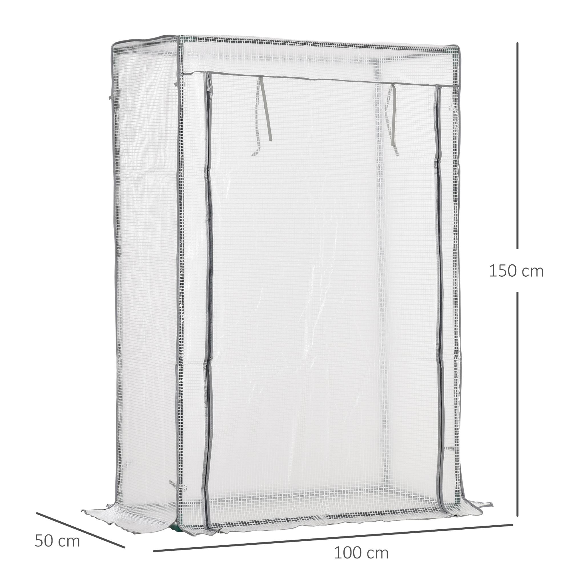 Outsunny 100 x 50 x 150cm Tomato Greenhouse with Roll-up Door, Mini Greenhouse with PE Cover, Outdoor Grow House Small Green House for Yard, Balcony, Garden, White - North Peak Garden Furniture