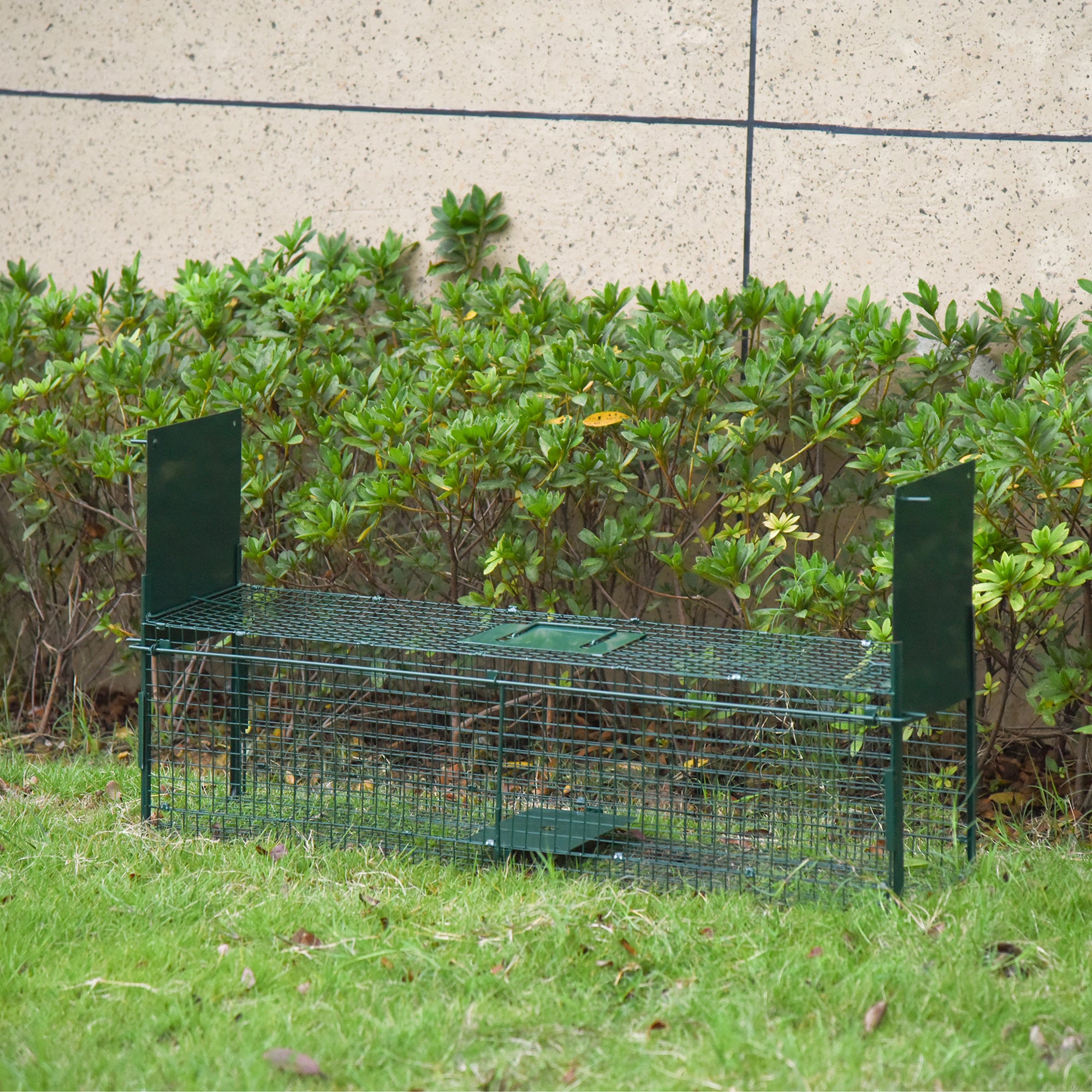 PawHut Two-Door Live Trap for Small Animals, Animal Trap for Rat, Mice, Mink, Rabbit, Raccoon, Squirrel - Dark Green - North Peak Garden Furniture
