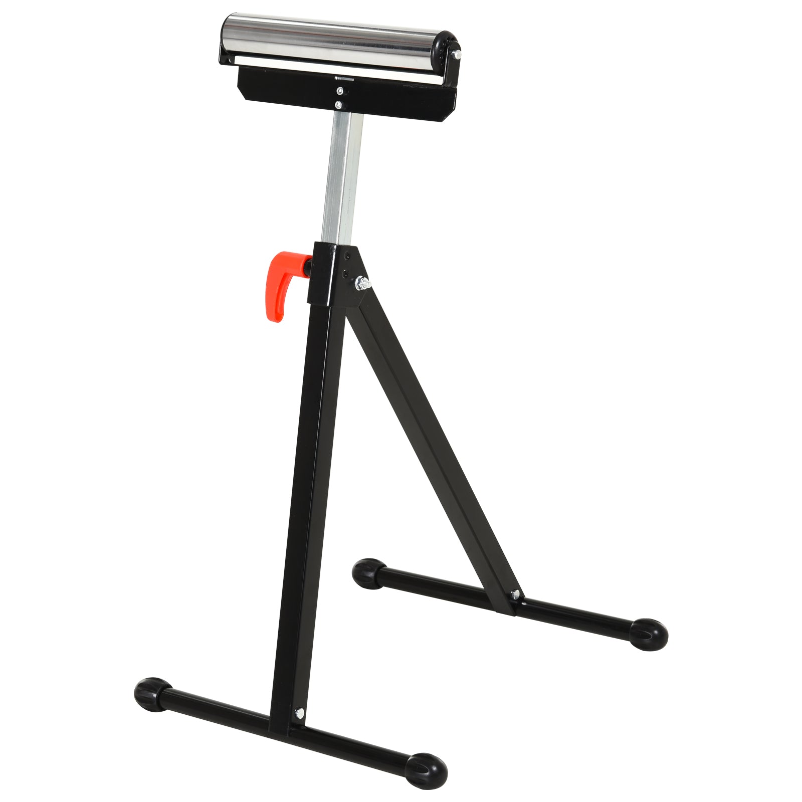 HOMCOM Folding Roller Stand, Material Support Pedestal with Ball Bearing Roller Height Adjustable Portable, Metal Construction, Black - North Peak Garden Furniture