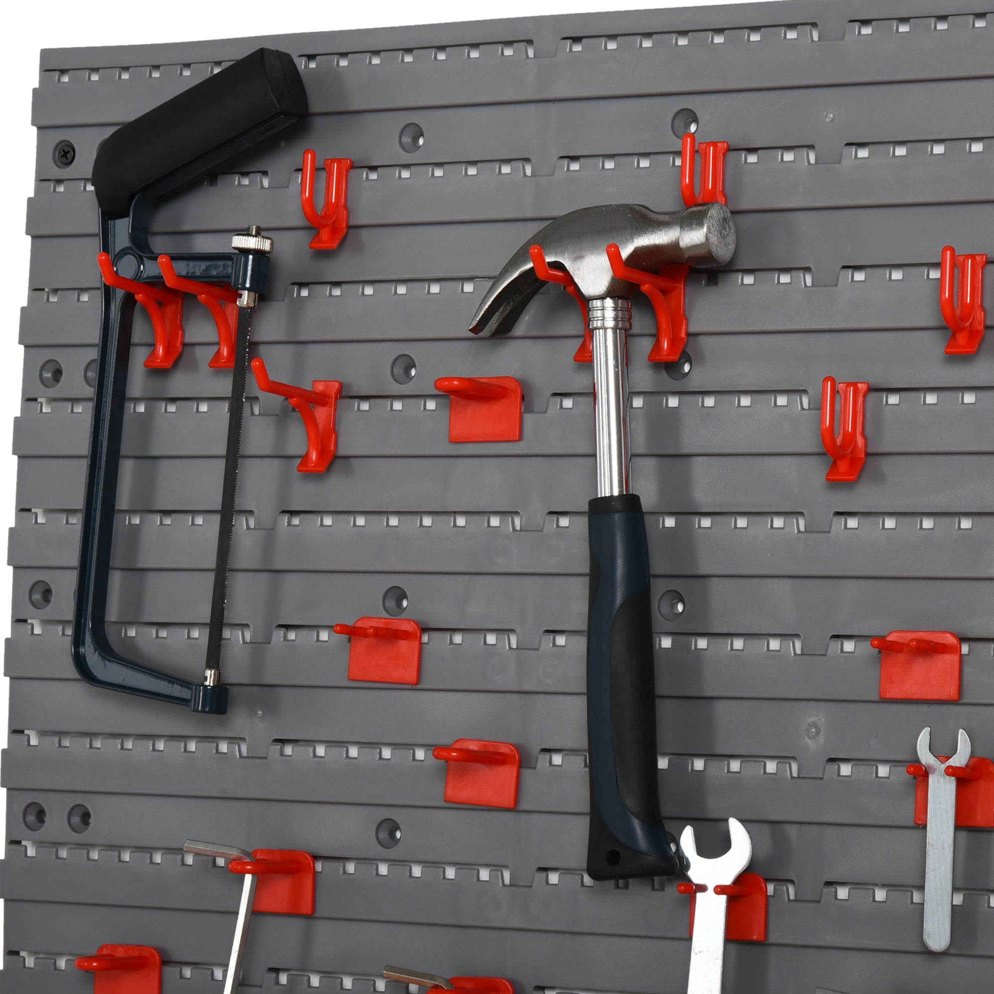 DURHAND 54 Pcs On-Wall Tool Equipment Holding Pegboard Home DIY Garage Organiser DIY w/ 50 Pegs 2 Shelves - North Peak Garden Furniture