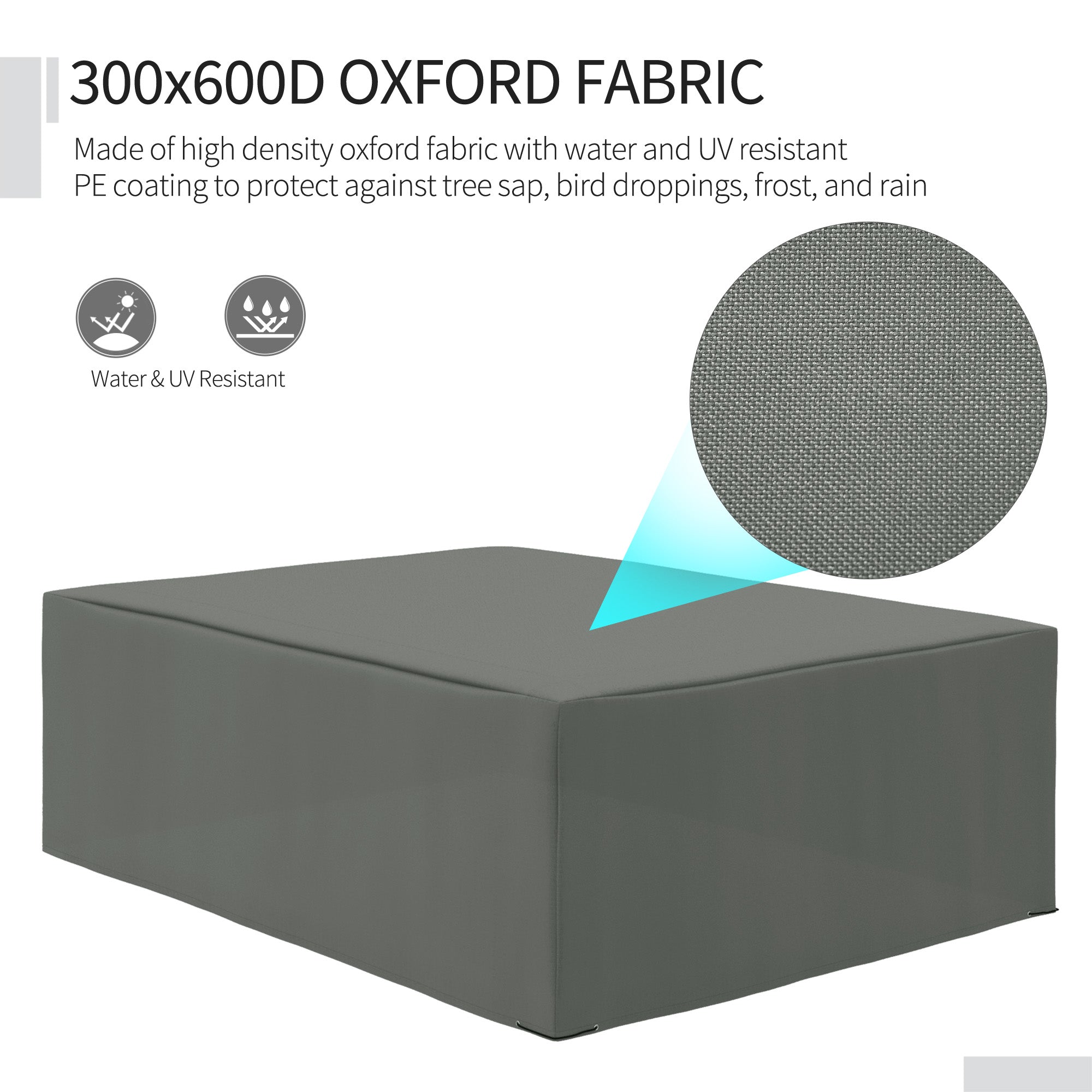 Outsunny 600D Oxford Patio Garden Furniture Dining Table Chair Set Cover Water Protector Waterproof Anti-UV 275L x205W x 90Hcm – Grey - North Peak Garden Furniture