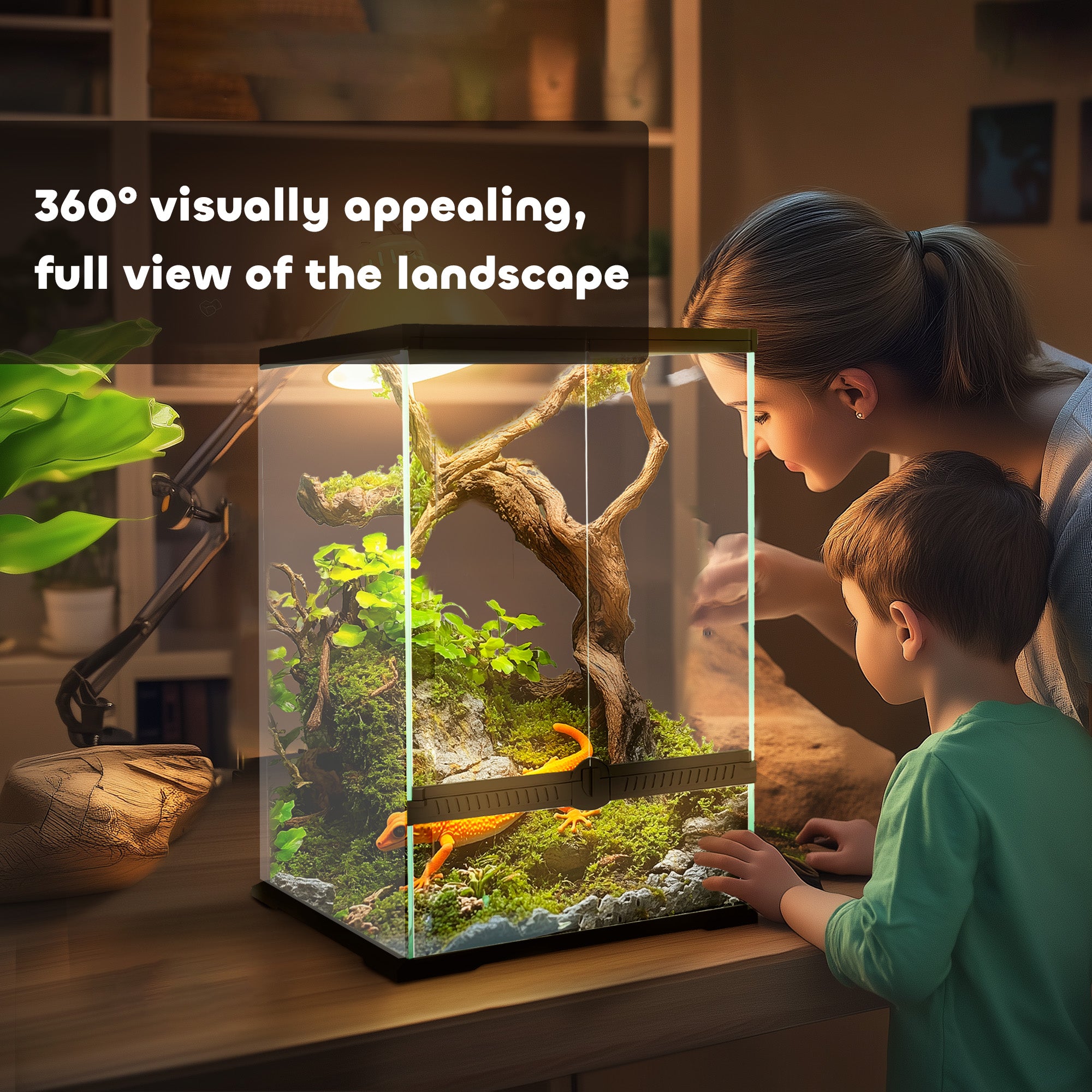 PawHut 40L Vivarium for Lizards, Frogs, Snakes, Turtles, Tortoises w/ Anti-Escape Design, Ventilation - North Peak Garden Furniture