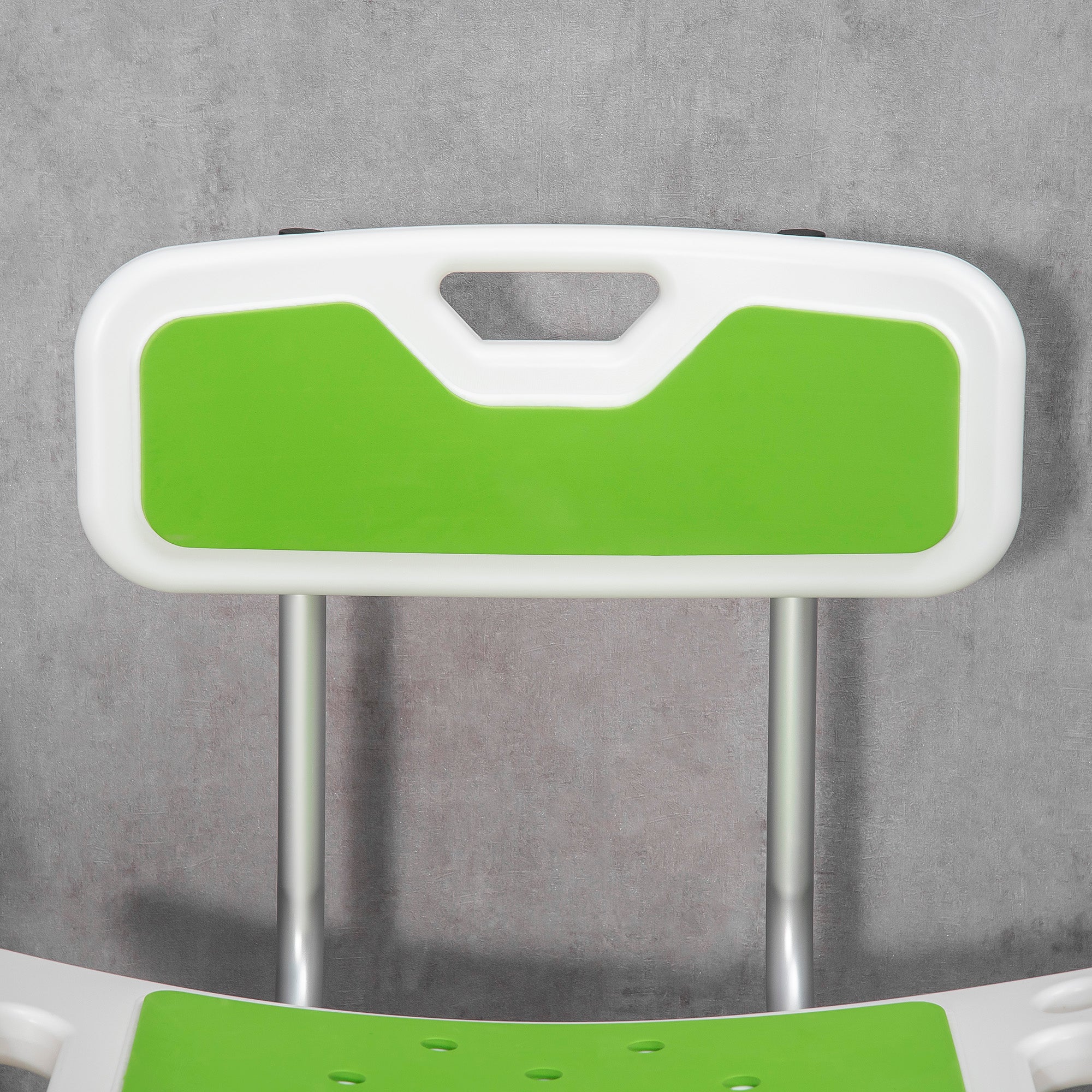 HOMCOM Shower Stool with Backrest, Height Adjustable Shower Chair with Anti-slip Foot Pads, Shower Head Holder, Green - North Peak Garden Furniture