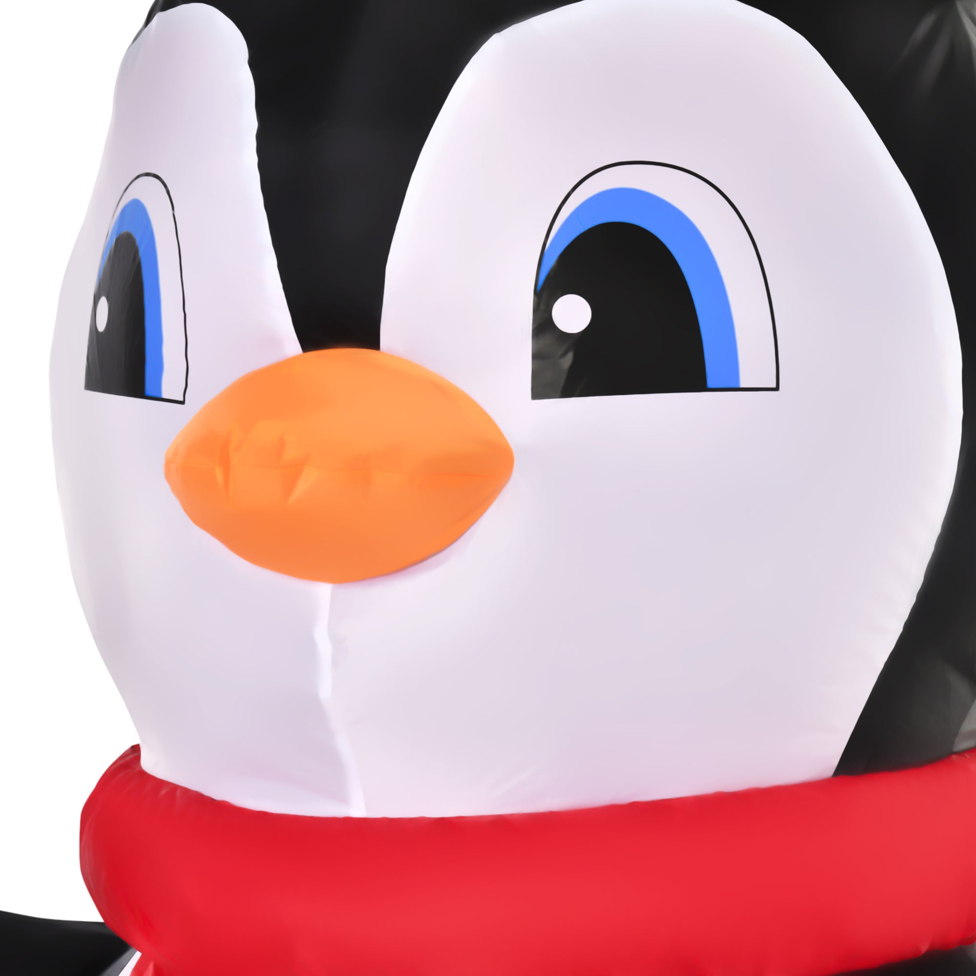 HOMCOM 8ft Inflatable Christmas Penguin Holding Candy Cane Blow Up Outdoor Decoration with LED Lights for Holiday - North Peak Garden Furniture