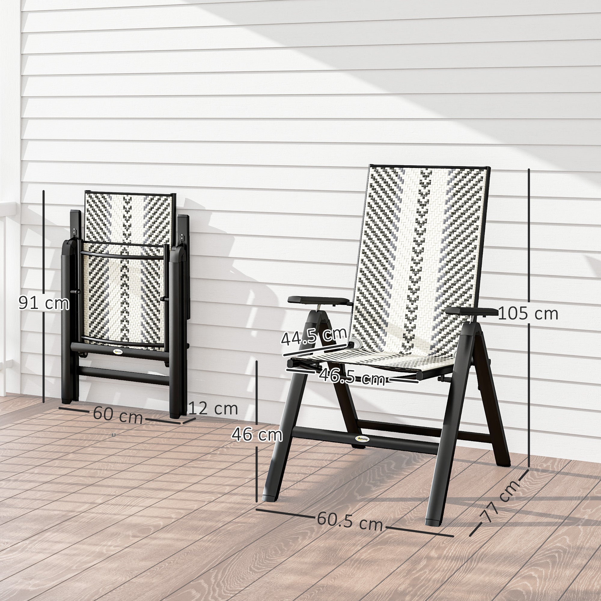 Outsunny Rattan Reclining Garden Chairs - Grey - North Peak Garden Furniture