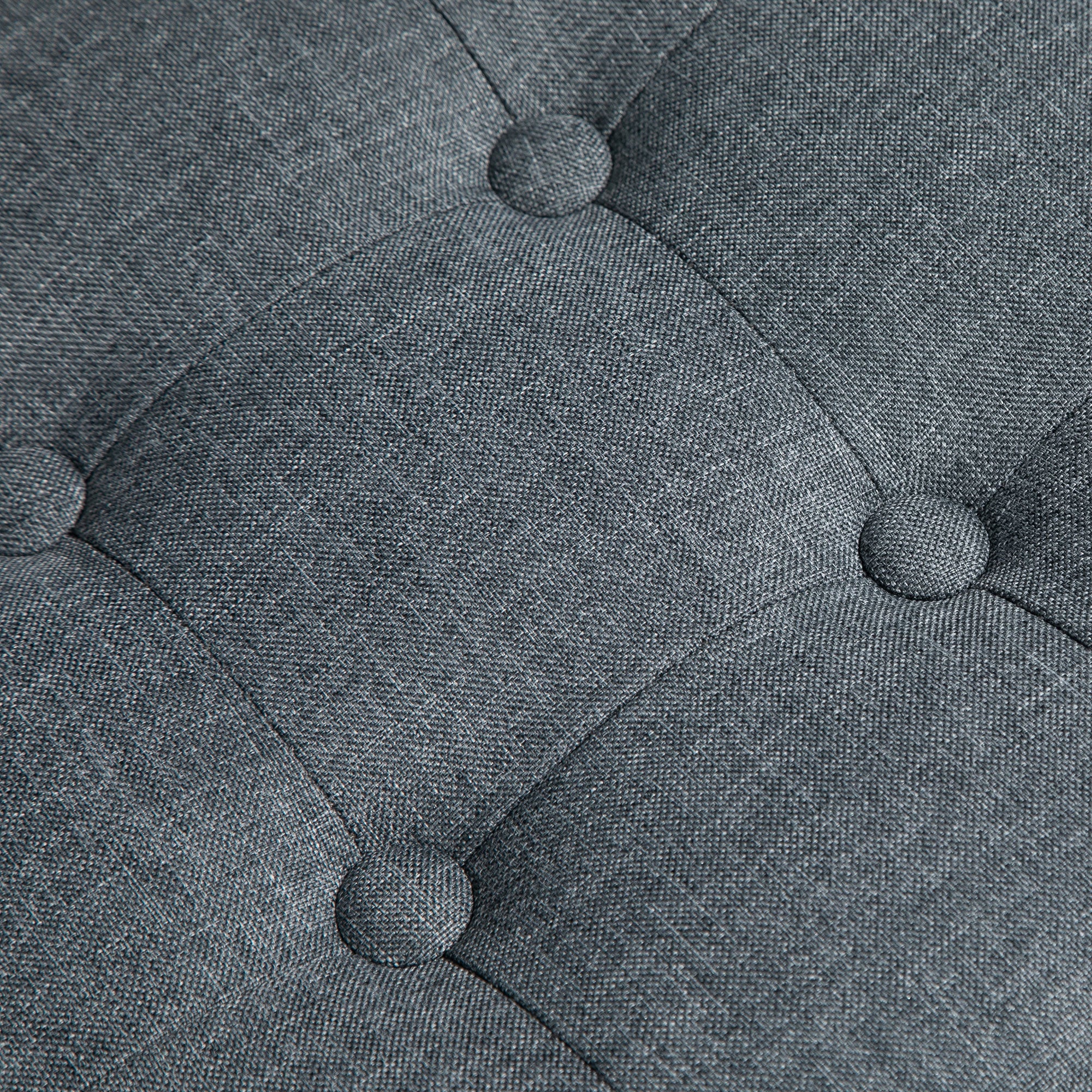 HOMCOM Linen-Look Square Ottoman Footstool w/ Button Tufts Wood Frame Padding Fabric Upholstered Stylish Home Furniture Footrest Side Table Grey - North Peak Garden Furniture