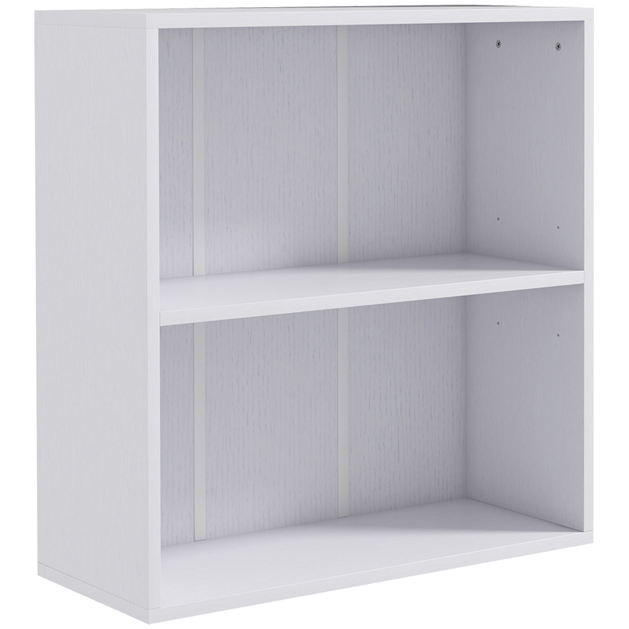 HOMCOM 2 Tier Bookshelf, Low Bookcase with Adjustable Shelf, 2 Compartments for Home Office, Living Room, Study, White - North Peak Garden Furniture