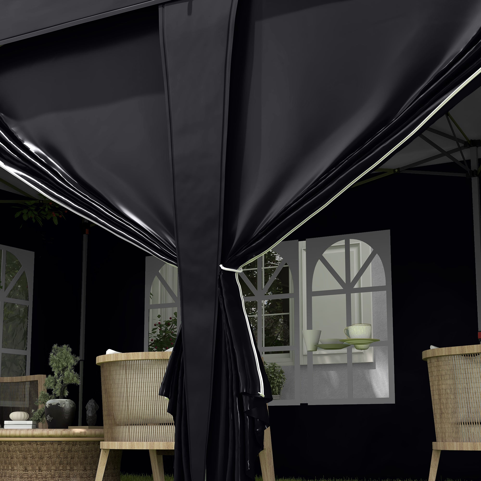 Outsunny 3 x 6m Pop-Up Gazebo, with Curtain Walls and Windows - Grey