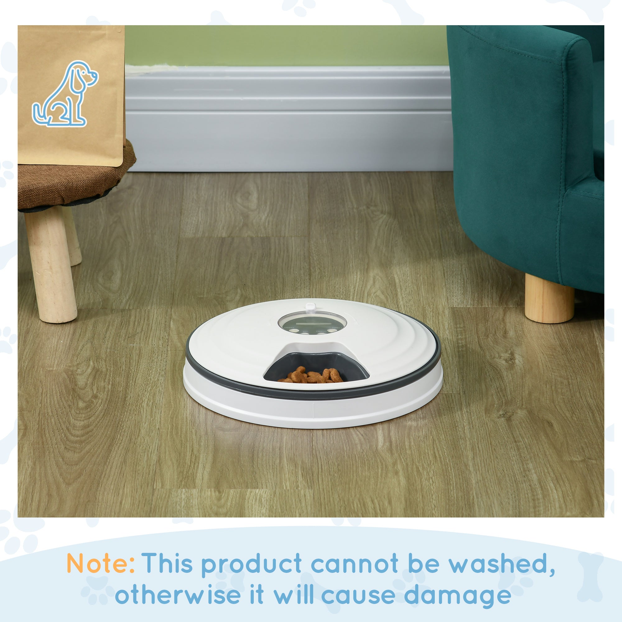 PawHut Automatic Pet Dog Cat Feeder w/ Digital Timer Six-Meal Food Dispenser - North Peak Garden Furniture