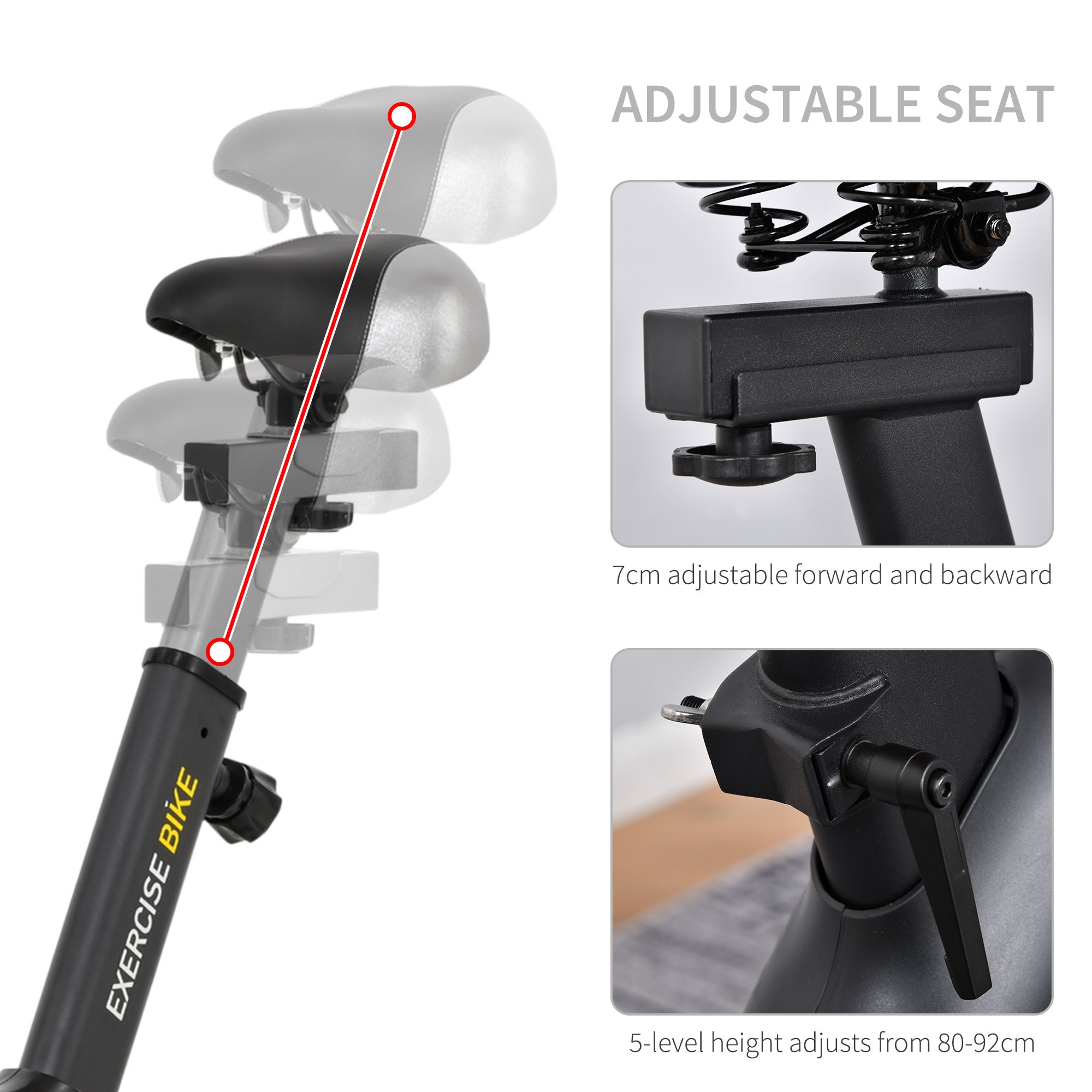 HOMCOM Upright Exercise Bike Indoor Training Cycling Machine Stationary Workout Bicycle with 10KG Flywheel and Adjustable Resistance Seat Handlebar LCD Display for Home Gym - North Peak Garden Furniture