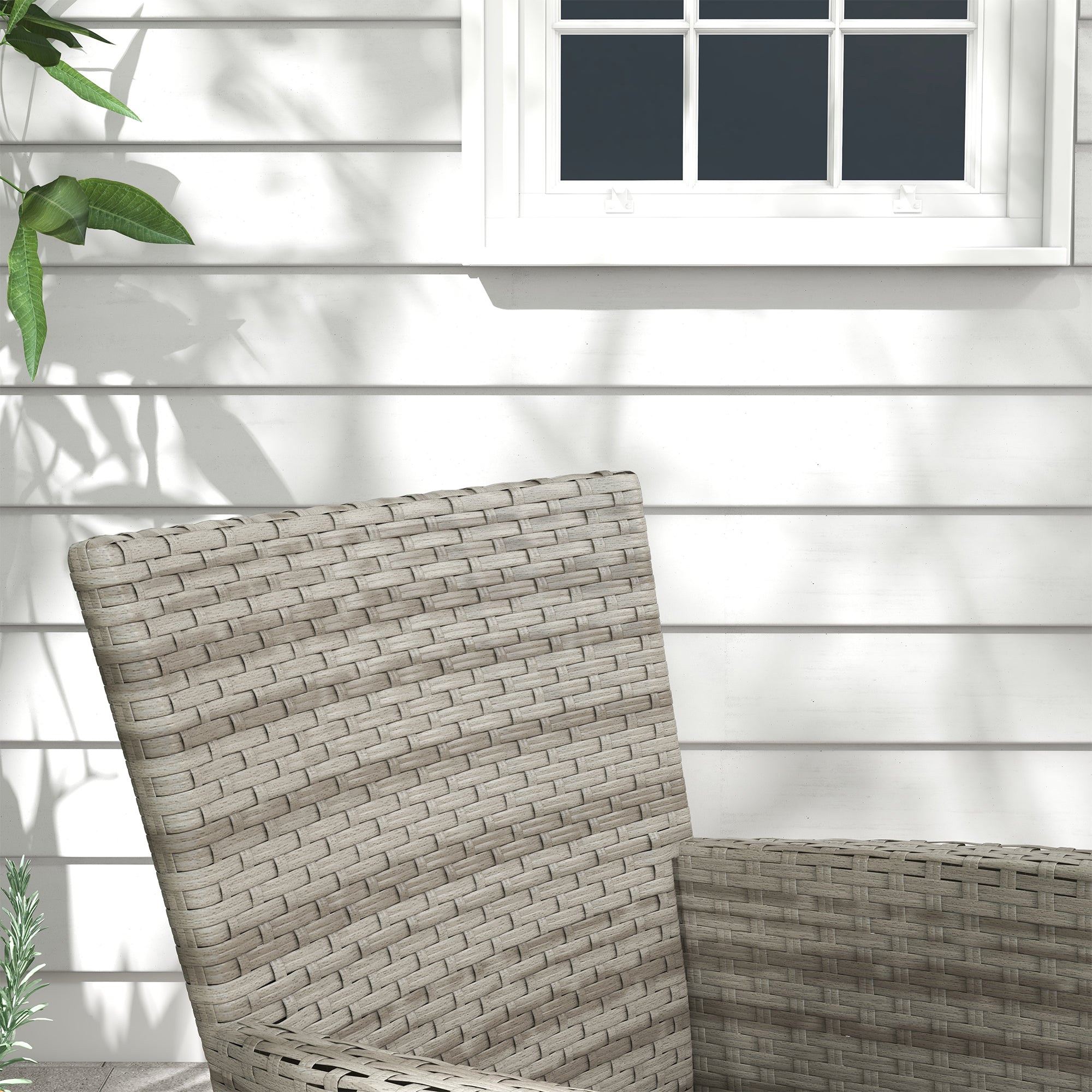 Outsunny Five-Piece Rattan Garden Set, with Two-Tier Table - Grey