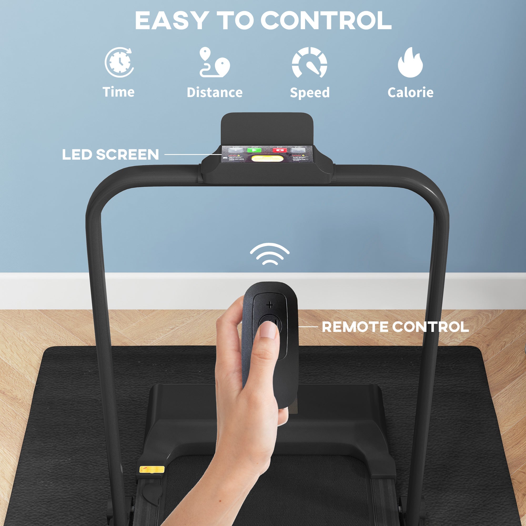 HOMCOM 2.5HP Walking Pad Treadmill, Folding Under Desk Treadmill, Walking Machine, 1-10km/h, with Remote Control - North Peak Garden Furniture