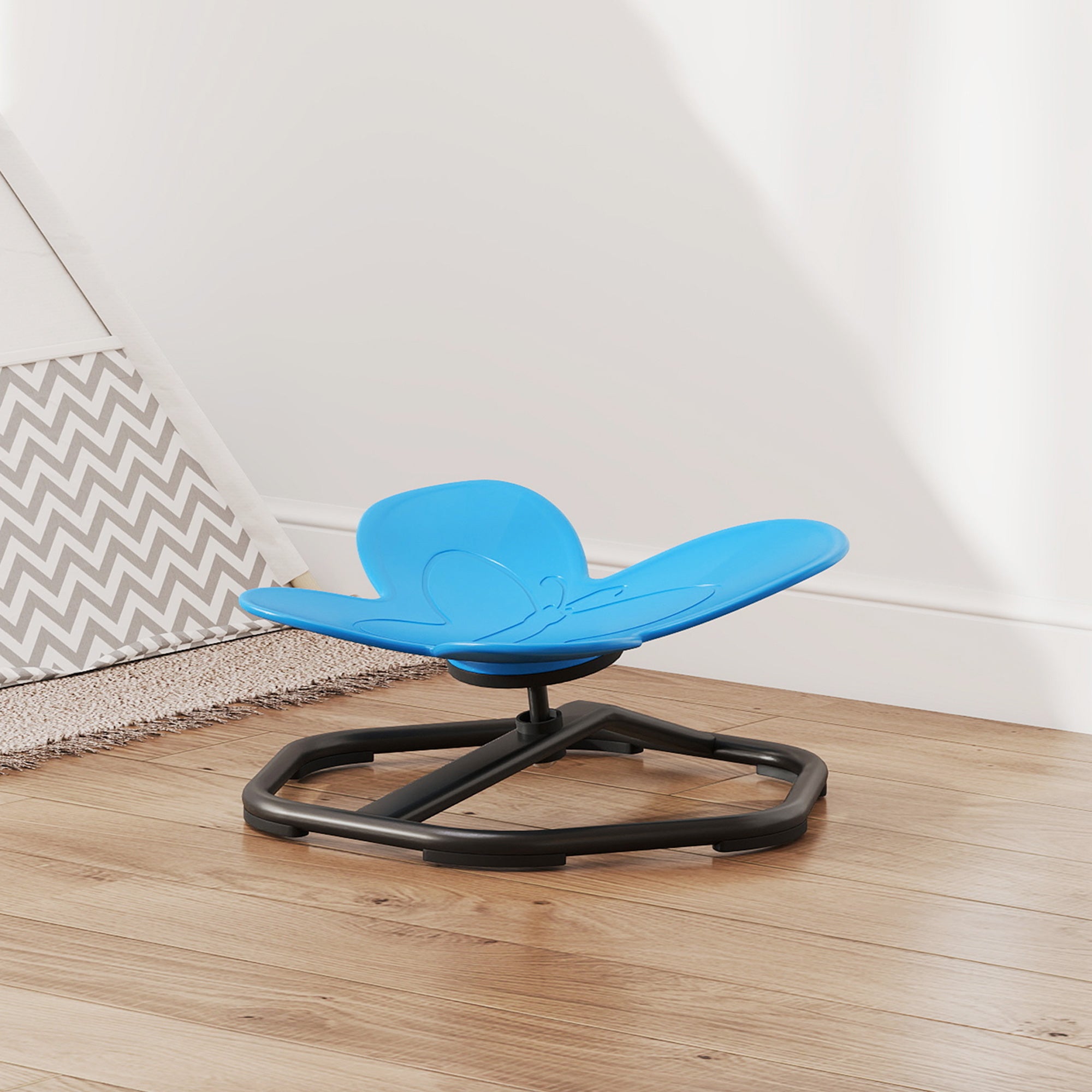 AIYAPLAY Butterfly-Shaped-kids Swivel Chair, Sensory Spinning Chair for Balance, Coordination Training, Blue