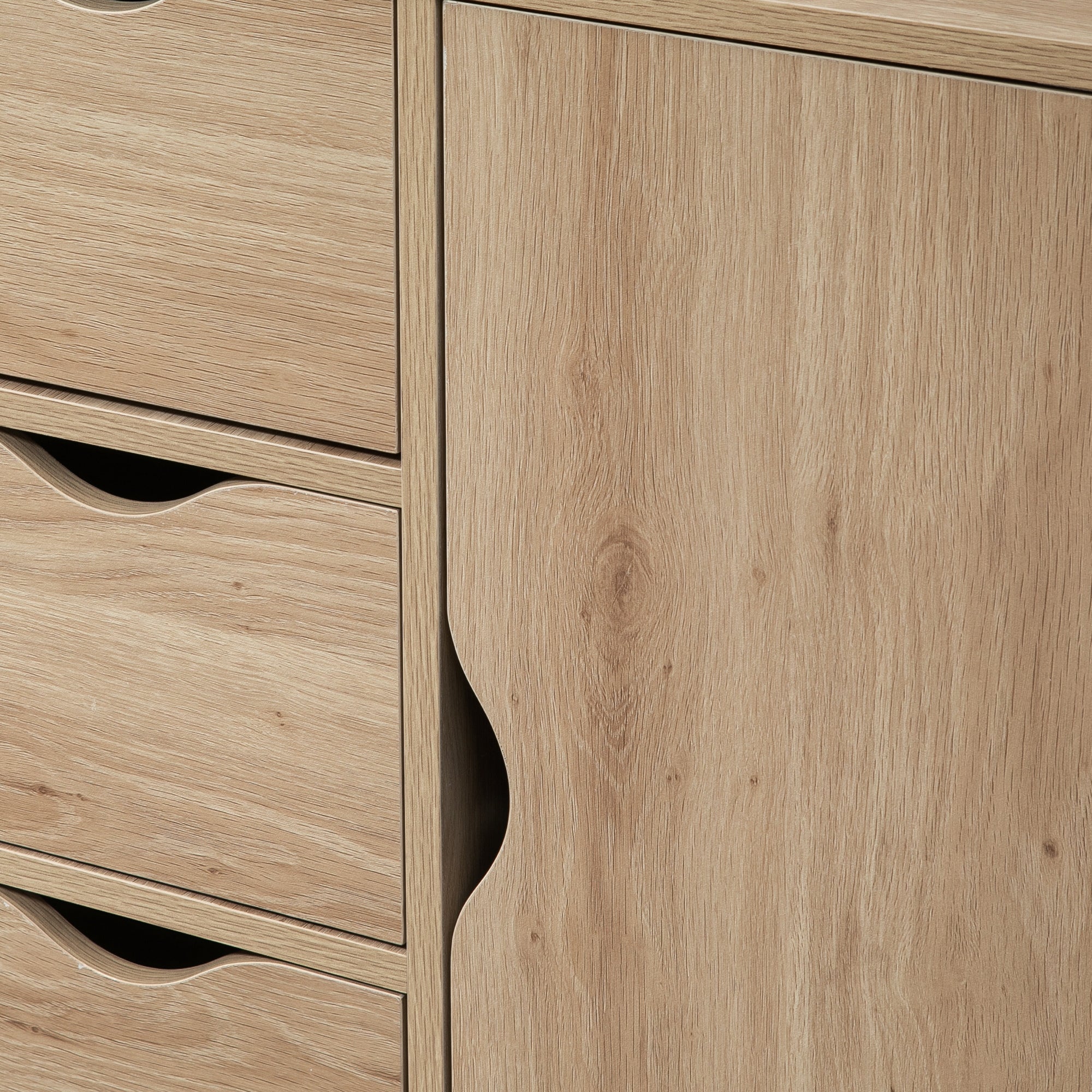 HOMCOM Bathroom Cabinet, Freestanding Storage Cabinet with 4 Drawers, Door Cupboard for Living Room, Kitchen, Bedroom, Natural - North Peak Garden Furniture
