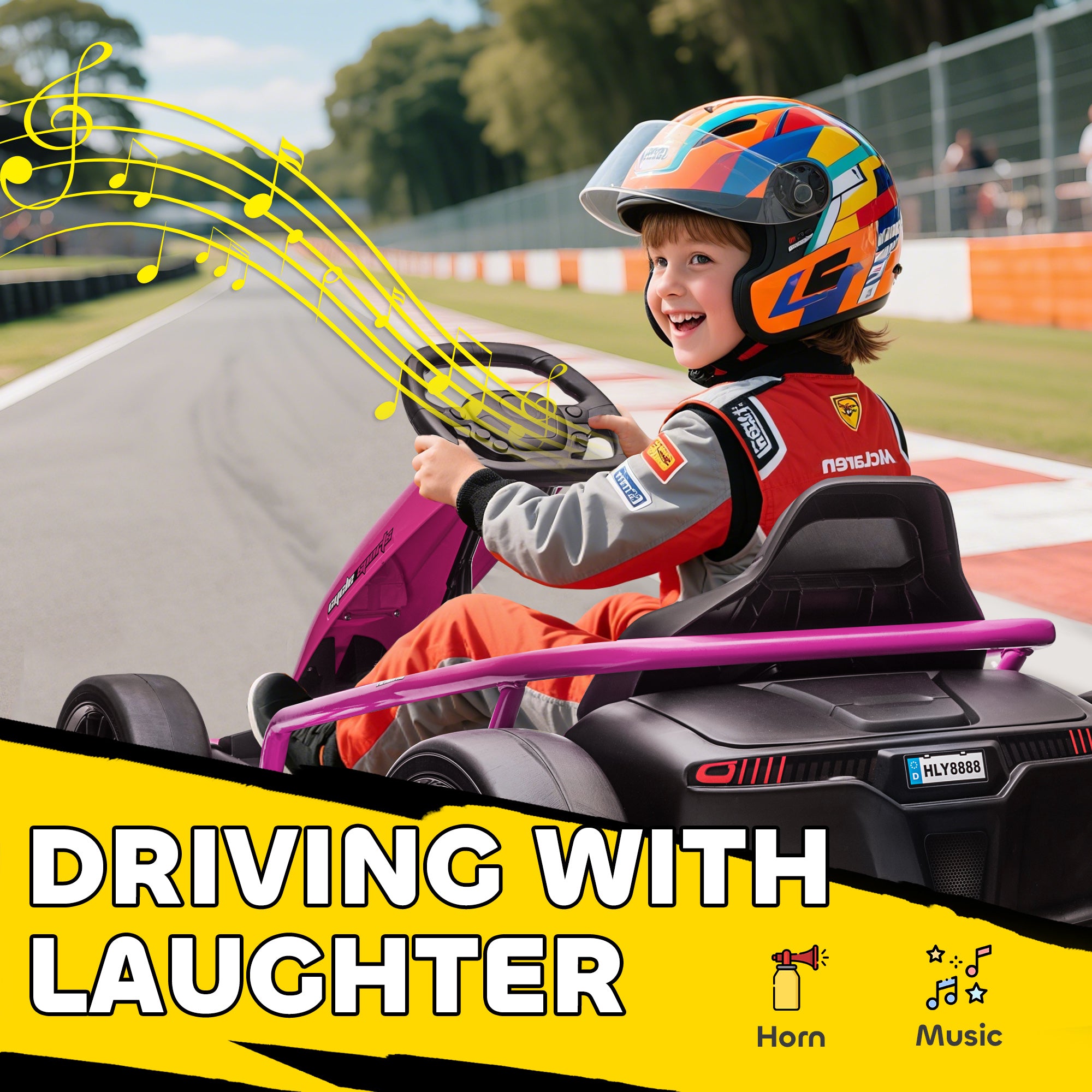 HOMCOM 24V Electric Go Kart for Kids, Drift Ride-On Racing Go Kart with 2 Speeds, for Boys Girls Aged 8-12 Years Old, Pink - North Peak Garden Furniture