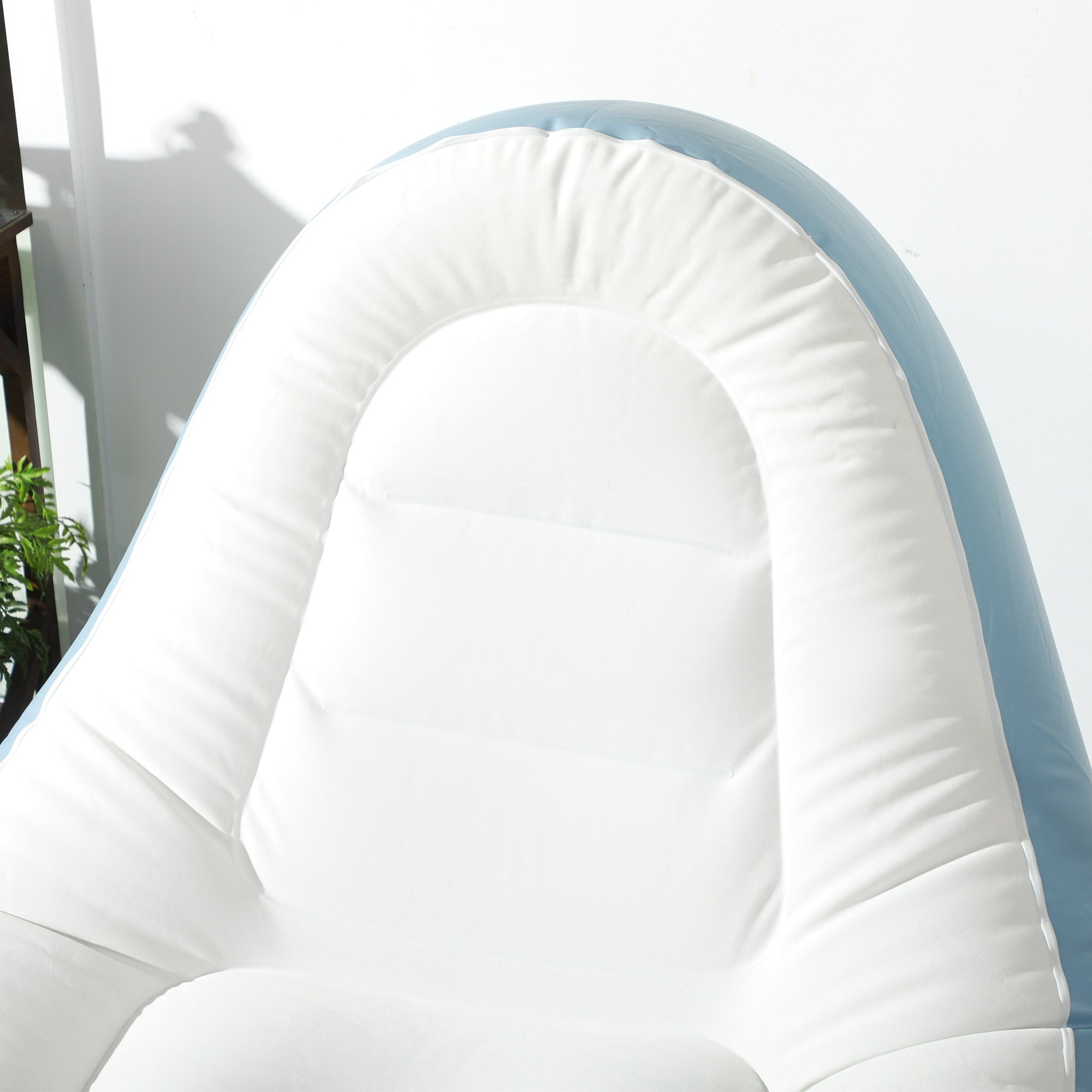 Outsunny Inflatable Tub Chair and Footstool - Blue/White - North Peak Garden Furniture
