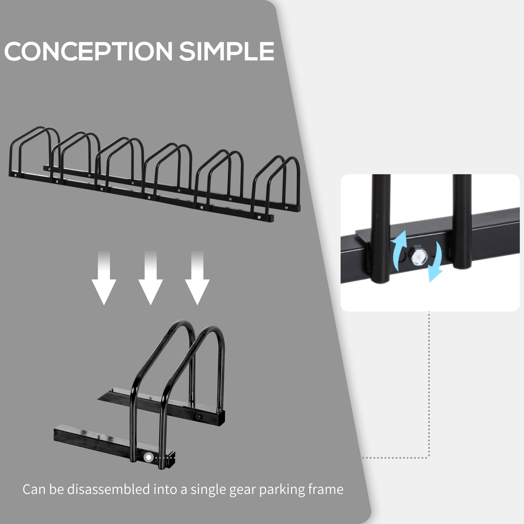 HOMCOM Bike Stand Parking Rack Floor or Wall Mount Bicycle Cycle Storage Locking Stand 179L x 33W x 27H (6 Racks, Black) - North Peak Garden Furniture