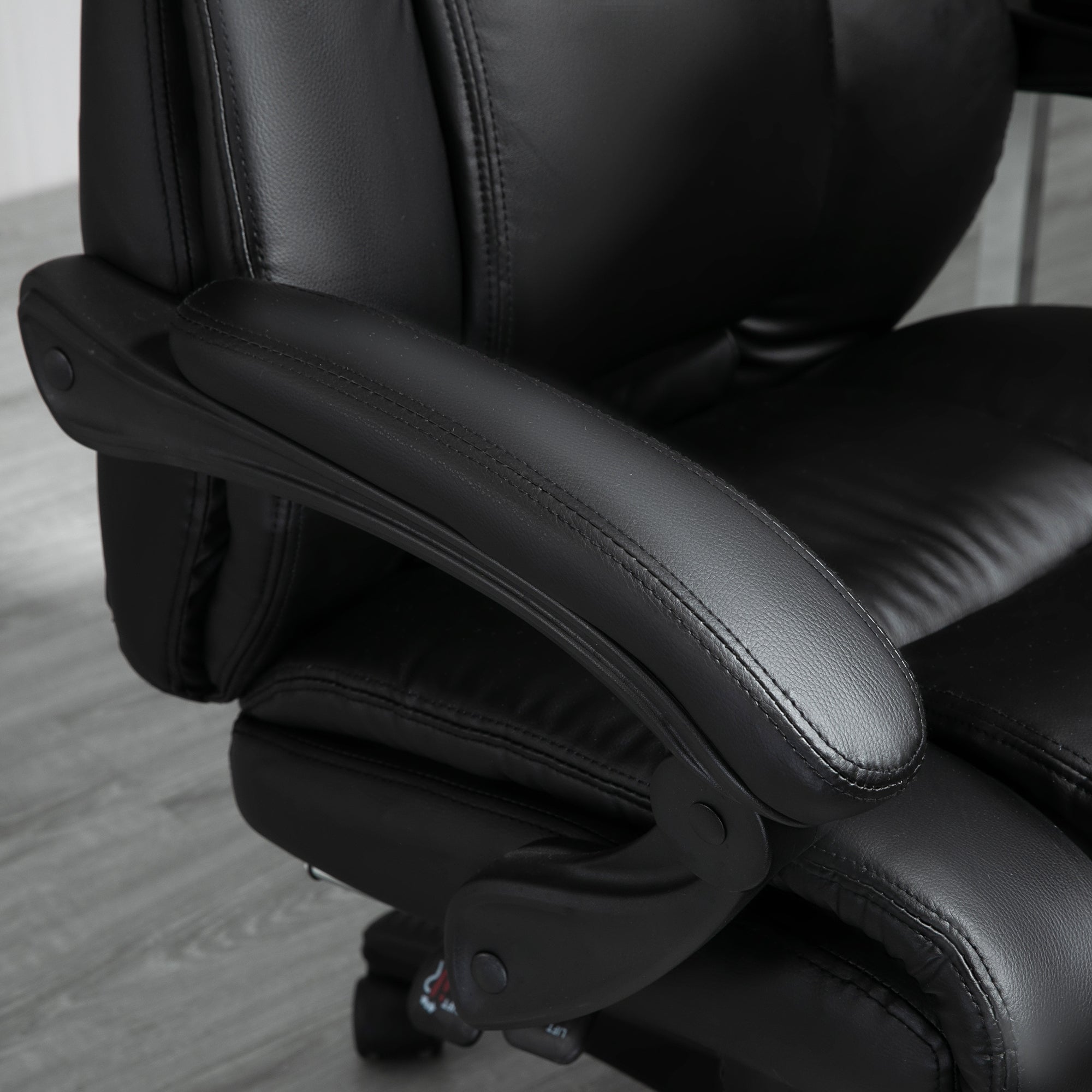 Vinsetto Executive Office Chair for Home, PU Leather Computer Chair, Swivel Desk Chair with Footrest, Wheels, Adjustable Height, Black - North Peak Garden Furniture