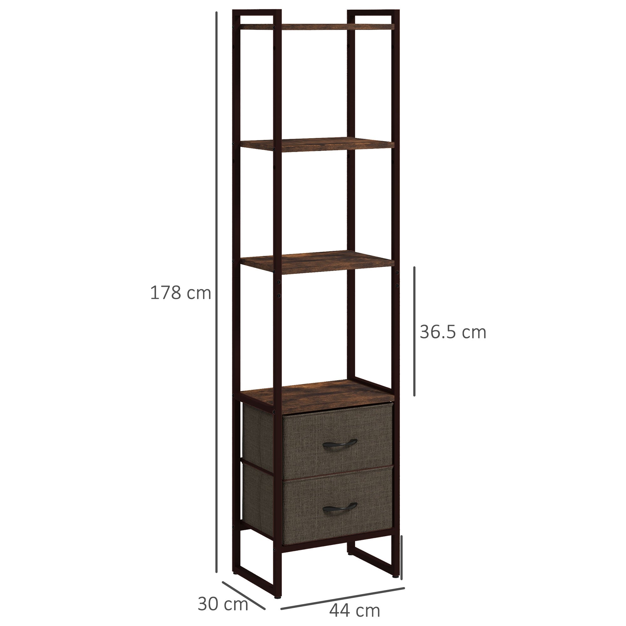 HOMCOM Four-Tier Industrial Display Shelf, with Bottom Drawers - North Peak Garden Furniture