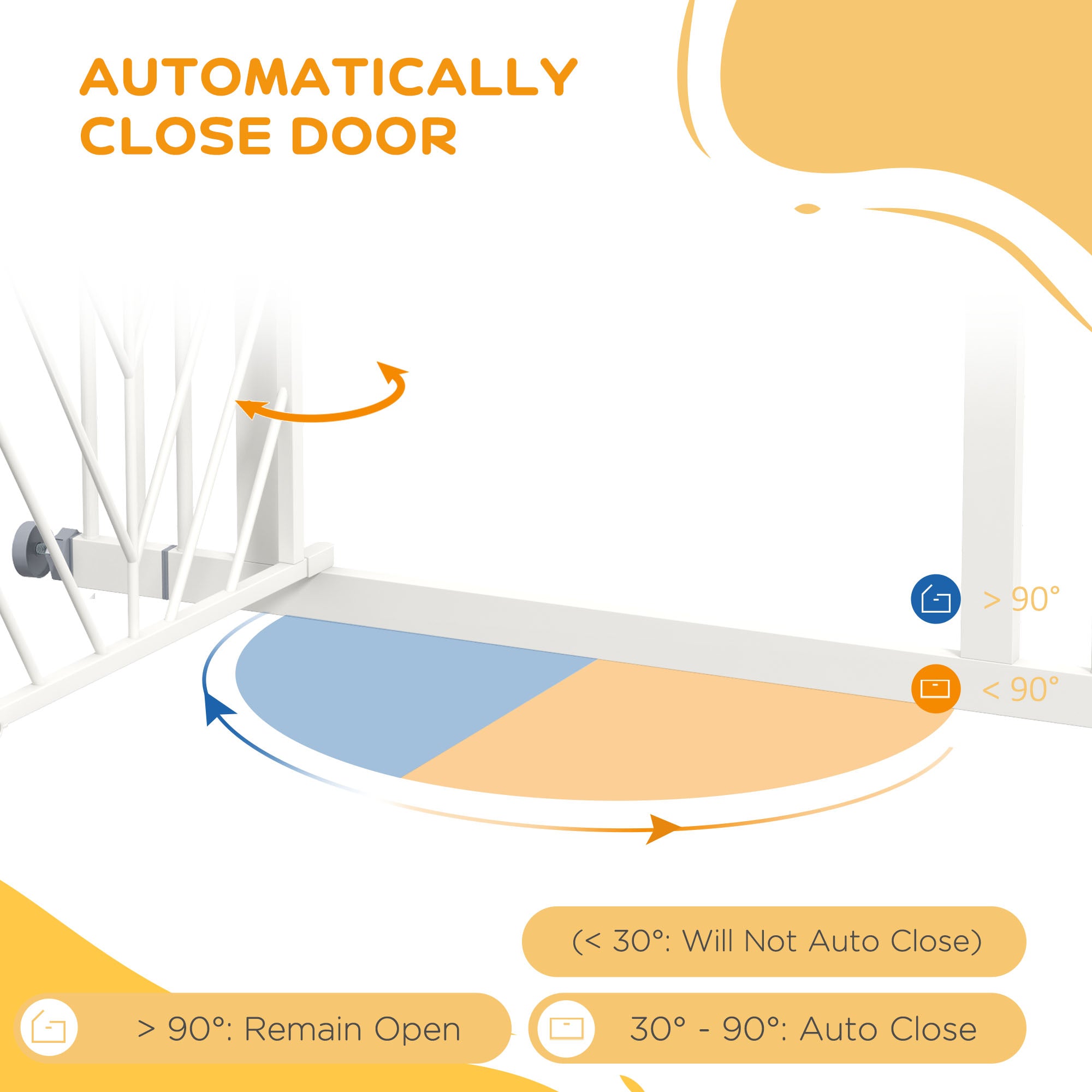 PawHut Pressure Fit Stair Gate Dog Gate w/ Auto Closing Door, Double Locking, Easy Installation, for 74-100cm Openings - White - North Peak Garden Furniture