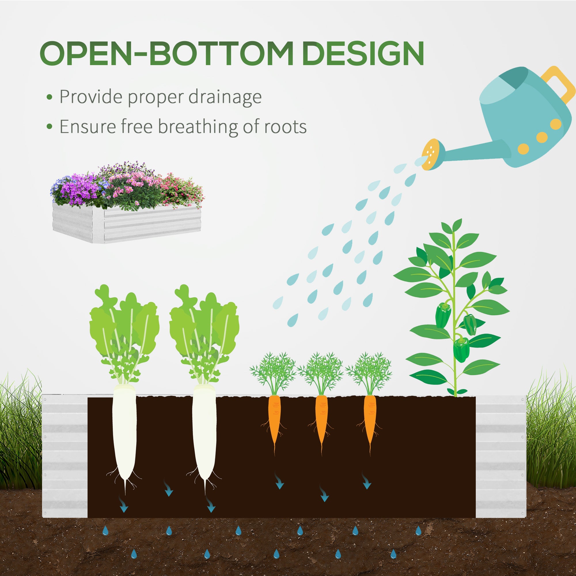 Outsunny Raised Garden Bed with Greenhouse, Steel Planter Box with Plastic Cover, Roll Up Window, Dual Use for Flowers, Vegetables, Fruits and Herbs, 127L x 95W x 92H cm, Clear - North Peak Garden Furniture