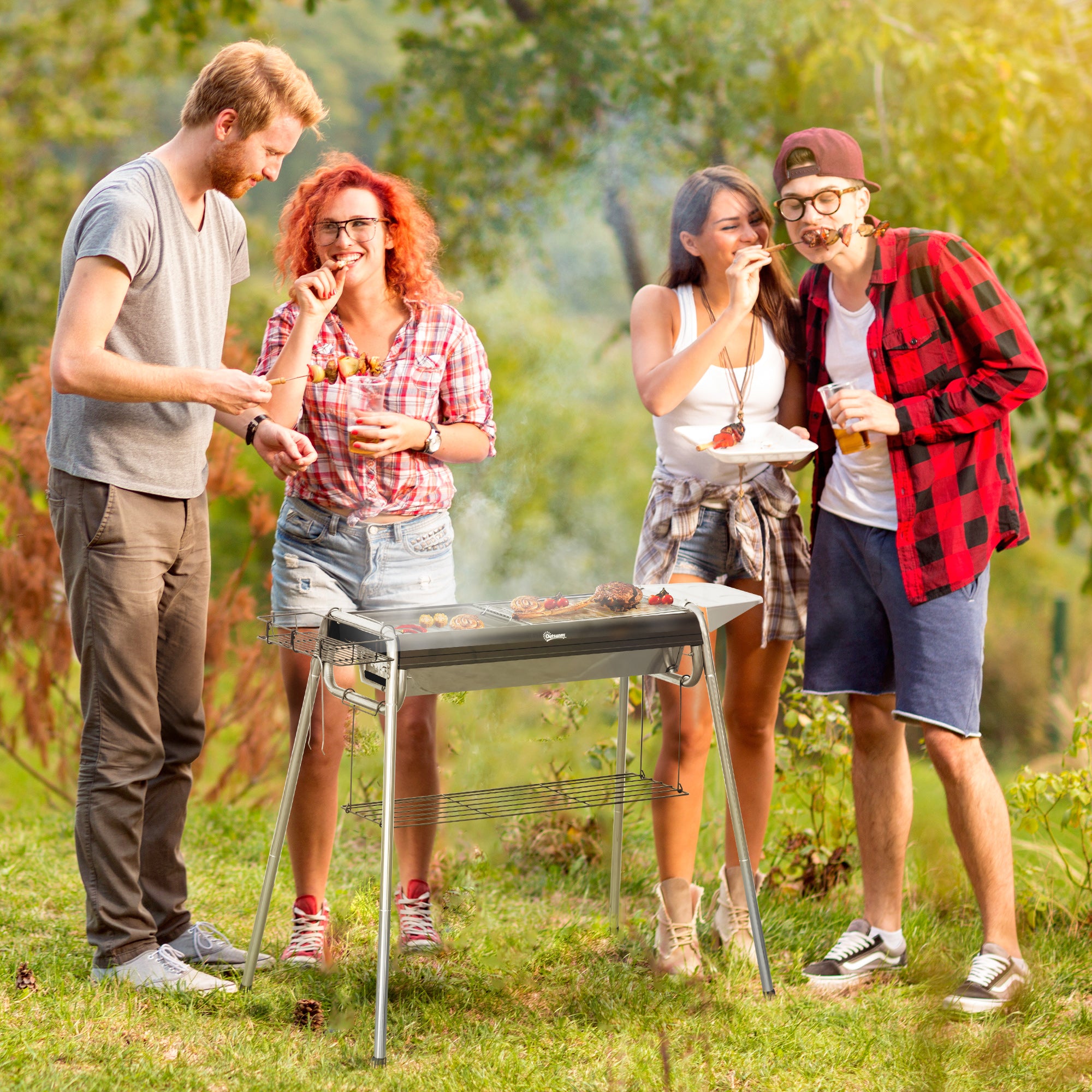 Outsunny Charcoal BBQ Grill - Black - North Peak Garden Furniture