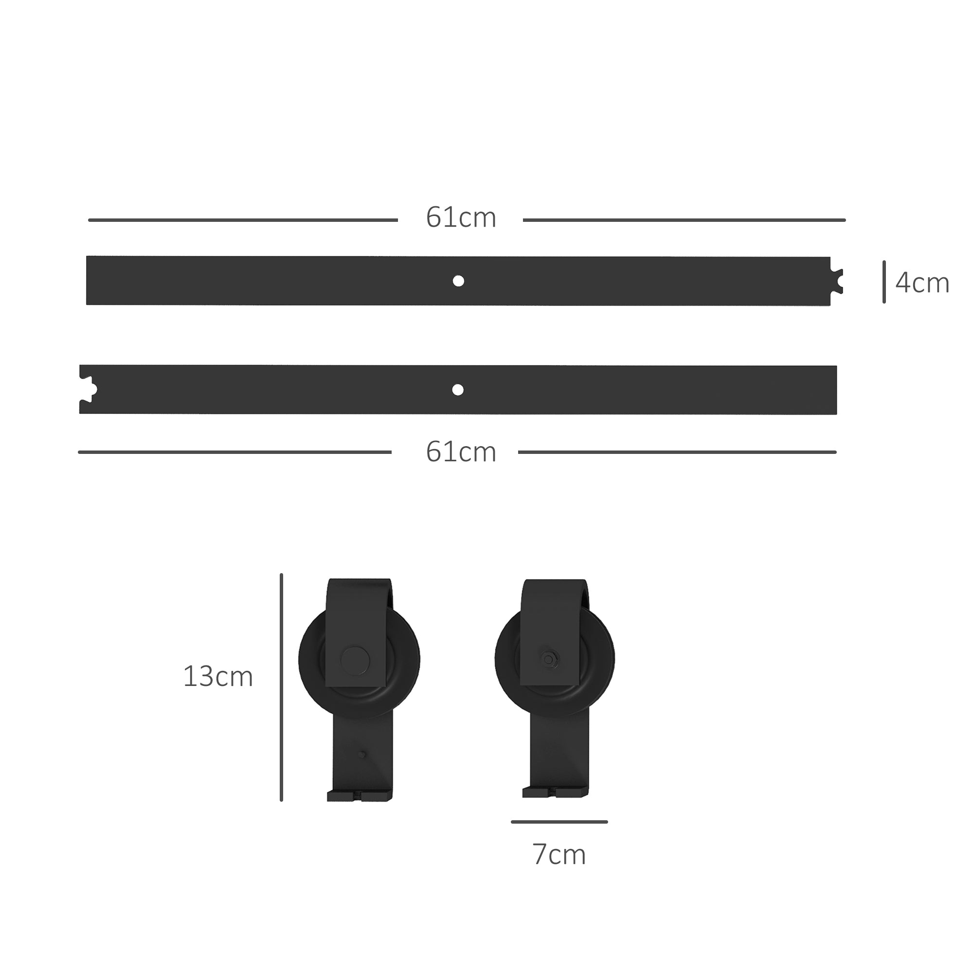 HOMCOM 4FT/122CM Bi-Folding Sliding Barn Door Hardware Track Kit, Heavy Duty Sliding Door Kit for 2 Doors with J Shape Hanger