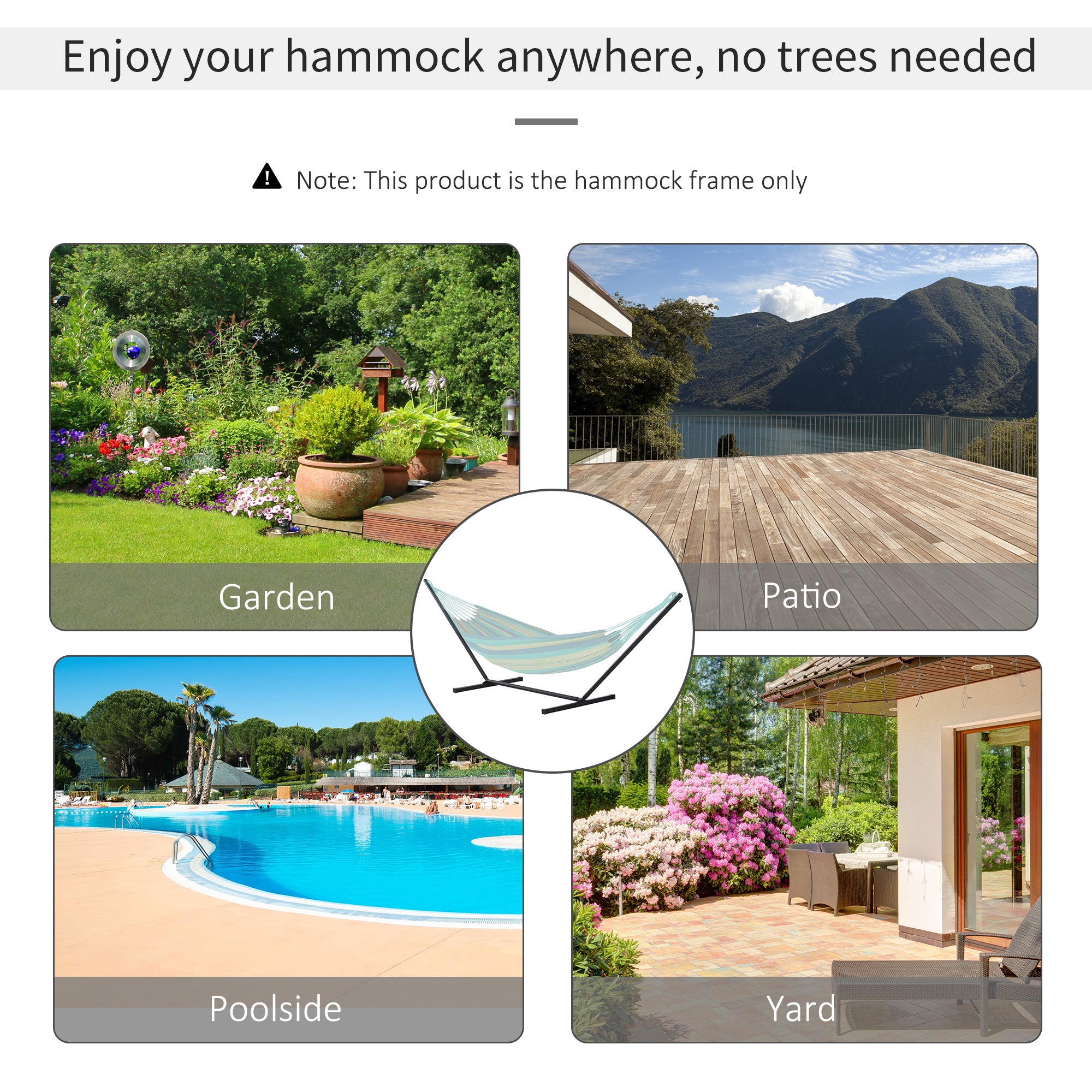 Outsunny 3.6m Extra-long Universal Hammock Stand Metal Frame Garden Camping Picnic Outdoor Patio Replacement – Stand Only - North Peak Garden Furniture